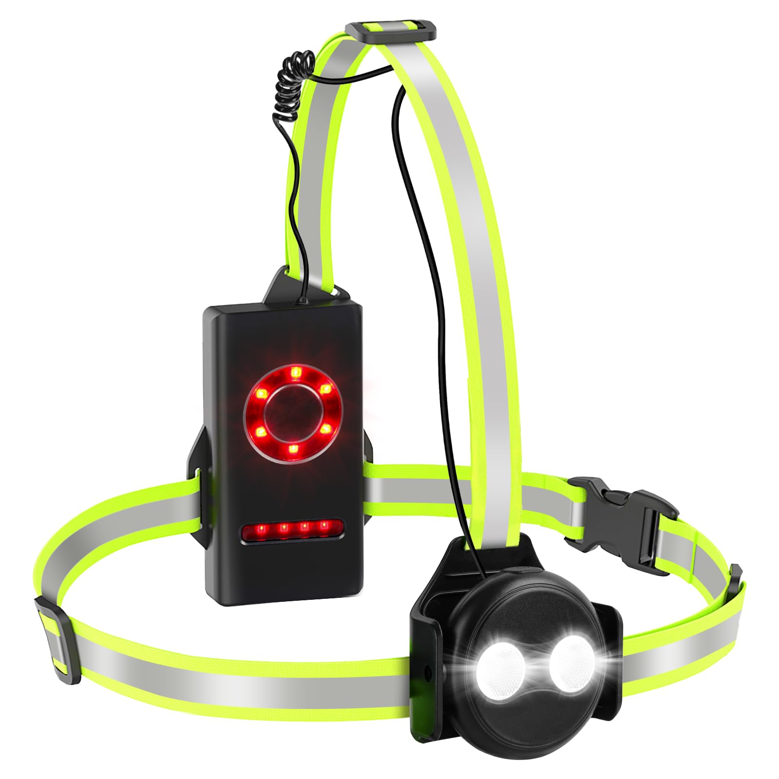 Fashioz Lampe de Course à Pied, 500 Lumens Lampe Pectorale Running | Réglable à 90°, Sécurité 360° pour Lampe Pectorale Running avec Bandes Réfléchissantes, Lumiere pour Randonnée Camping