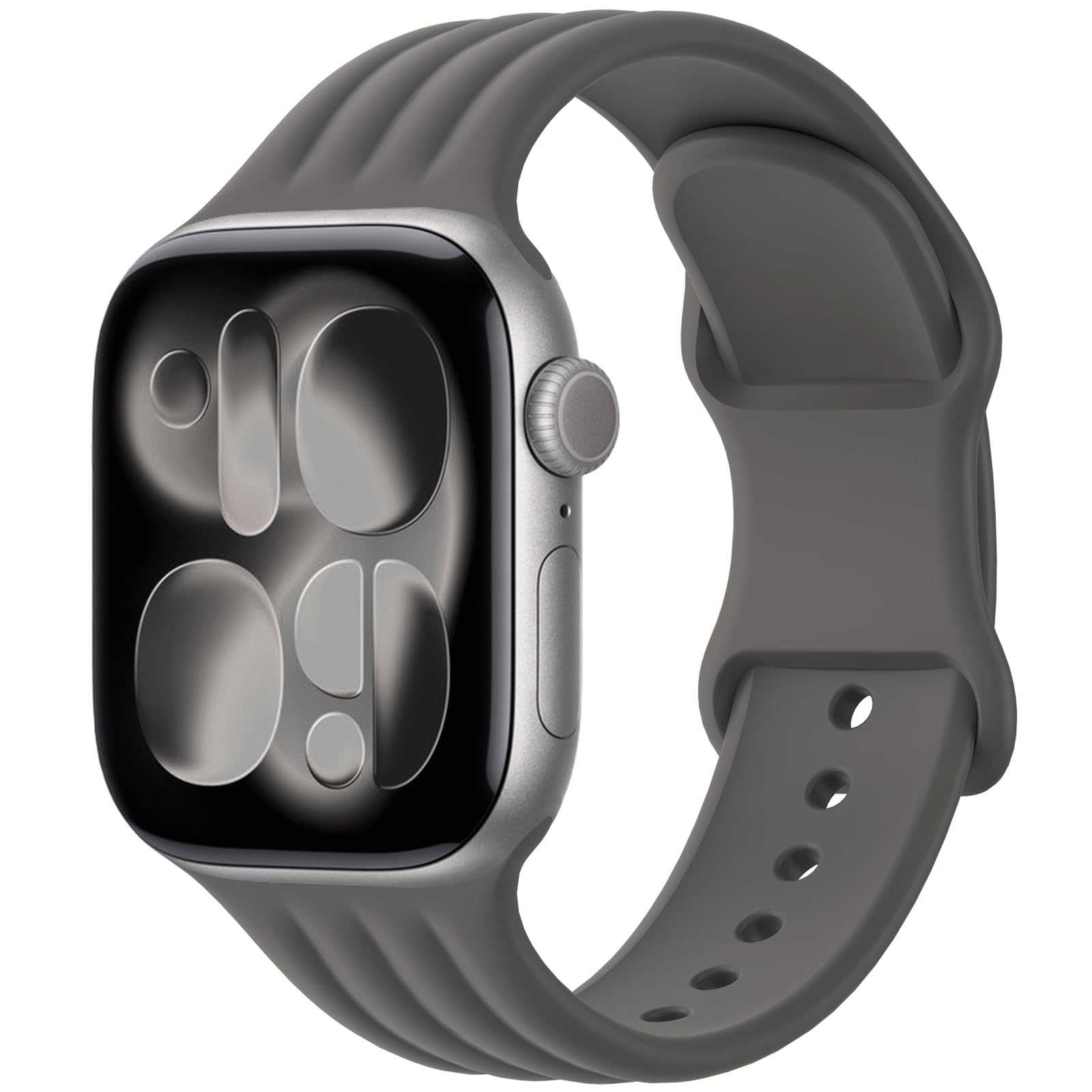 AMSKY Ondulé Sport Silicone Compatible avec Bracelet Apple Watch | Serie 12 11 10 9 8 7 6 5 4, Se 3 2 1, Homme Femme Doux Imperméable pour iWatch Se 44mm 46mm 42mm 40mm 45mm 41mm 38mm 49mm