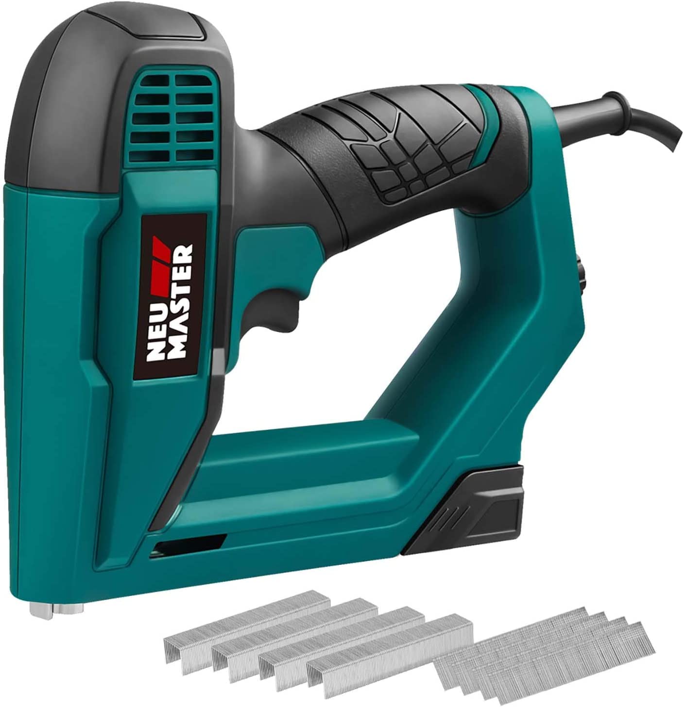 NEU MASTER Agrafeuse Électrique, Cloueur Electrique pour les Projets de Bricolage en Ameublement, Menuiserie et Travail du bois, Compris les Agrafes et les Clous