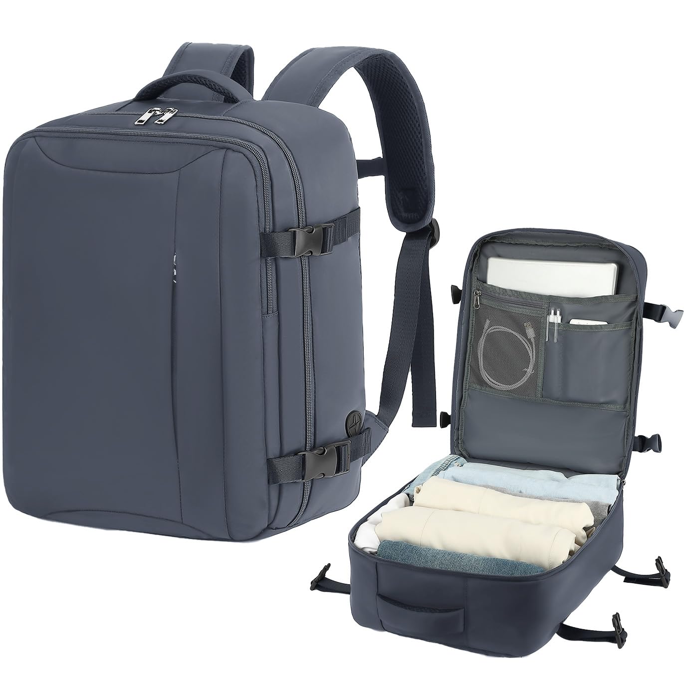 Bagage Cabine 45x36x20 pour Easyjet Sac a Dos Voyage Cabine Avion Valise | Sac à Dos avec Compartiment Ordinateur et Poche étanche, Poche Latérale, Poche Antivol, Sangle Pectorale