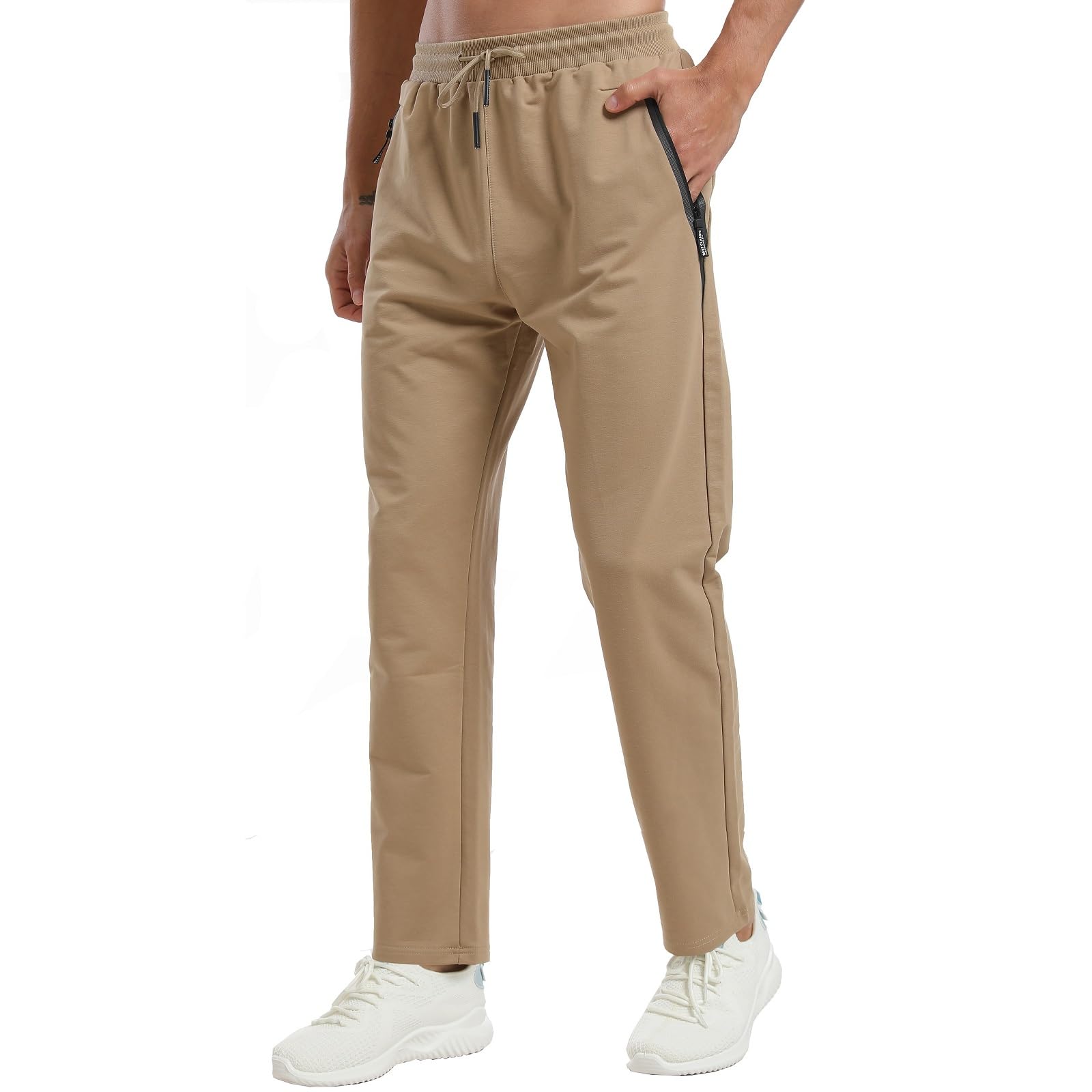 ZOXOZ Pantalon de Jogging pour Homme Survetement Pantalons de Sport Coton Training Sportswear avec Poches Zippées