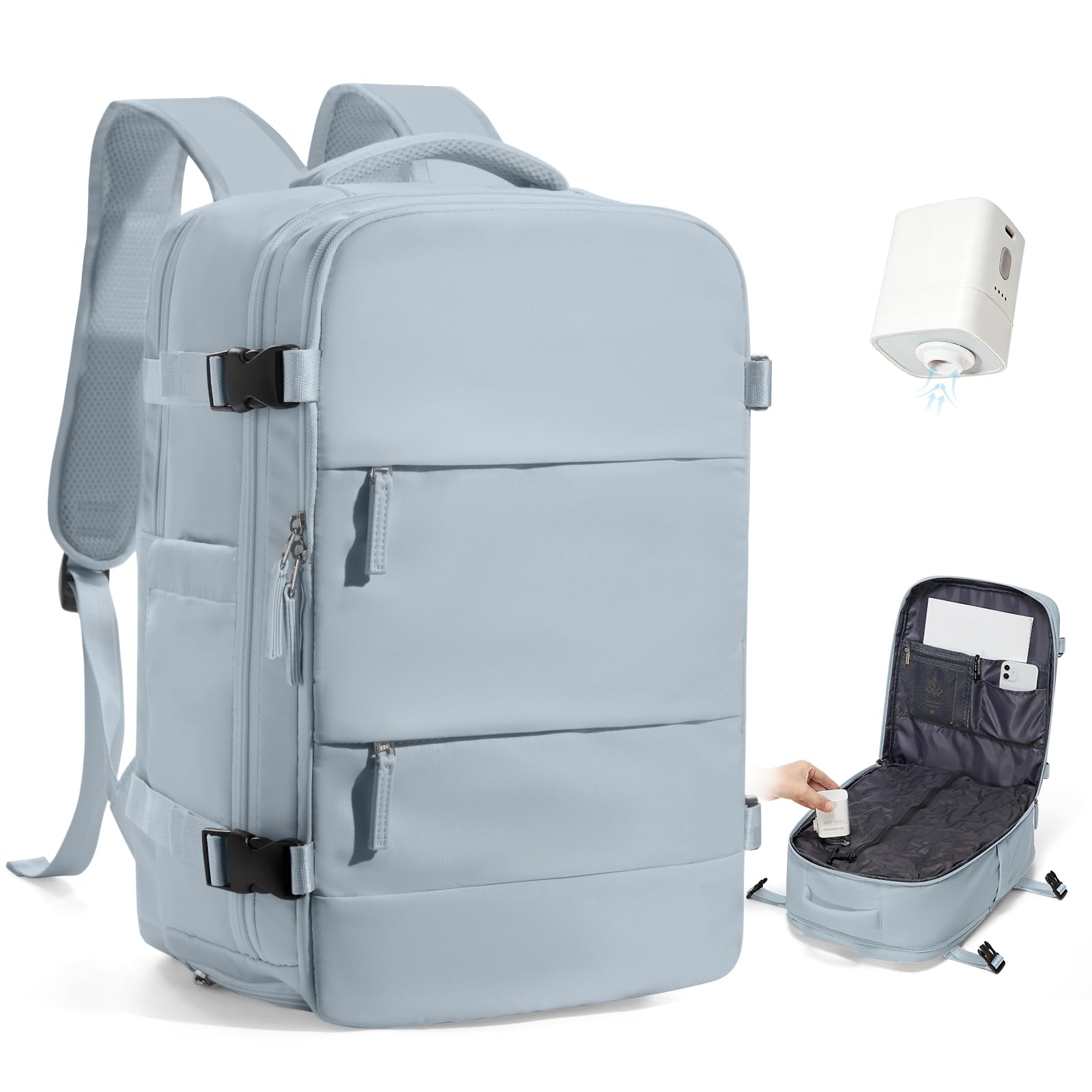 SZSYCN Sac à Dos Sous Vide de Voyage avec Pompe pour Ryanair 40x30x20 | Bagage à Main 40x30x20 Transavia Sac à Dos Compression Sous Vide Voyage Cabine Avion pour Ordinateur Portable 16 Pouces