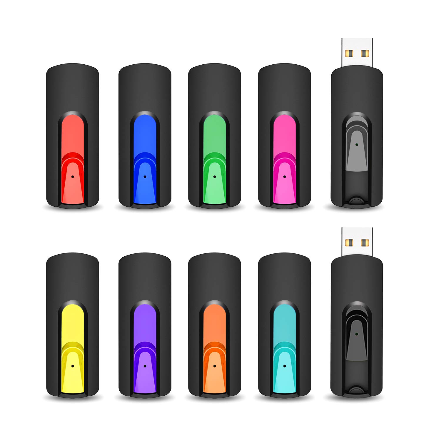 Vansuny Clé USB 32 Go, Lot de 10 Clef USB 32Go Rétractable Stockage Externe Flash Drive (10 Couleures, USB 2.0)