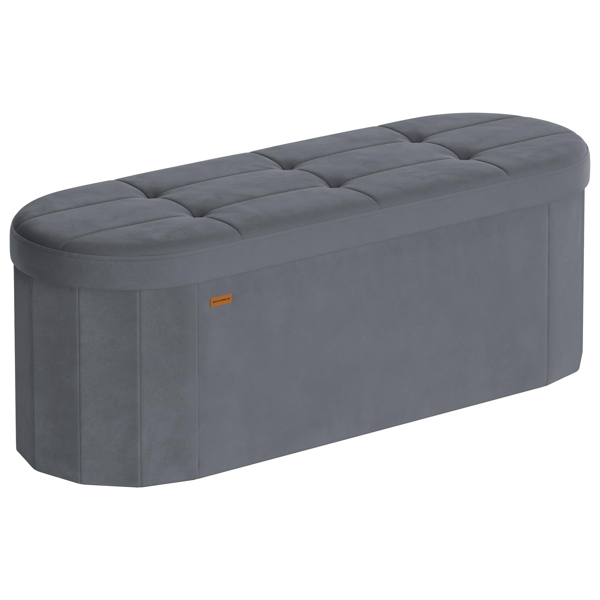SONGMICS Banc de Rangement, Repose-Pieds Pliable, 110 L, 110 x 38 x 38 cm | Coffre, Tissu Velours, Montage Facile, pour Salon, Entrée, Chambre, Gris ardoise, Collection MINOTA LSF297GN01
