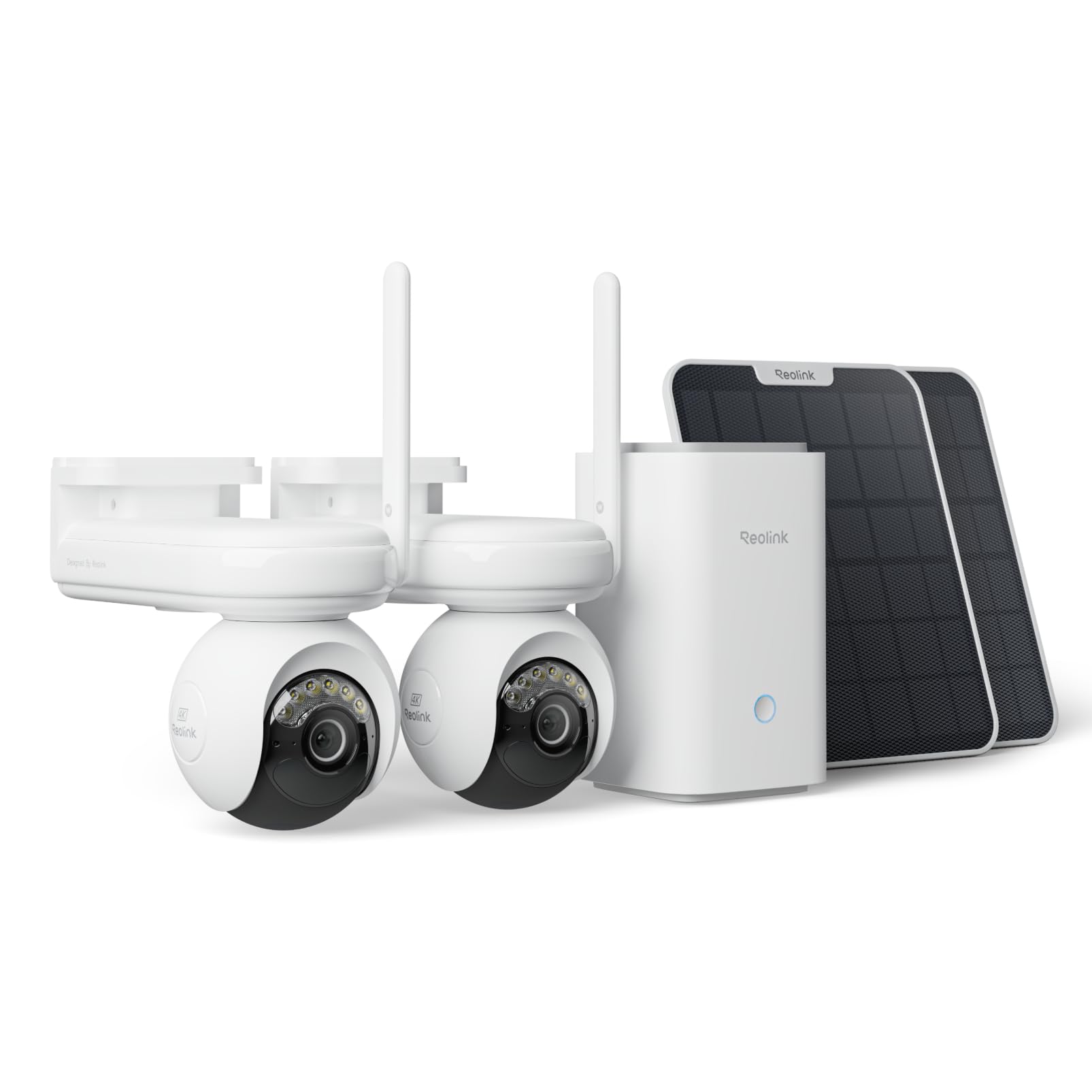Reolink 4K Kit Caméras Solaire 360° Suivi Auto sans Fil, ColorX, Home Hub | 2 Caméras Altas PT Ultra, Pré-Enregistrement, Détection Intelligente, Stockage Local sans Abonnement, Panneau Solaire Inclus