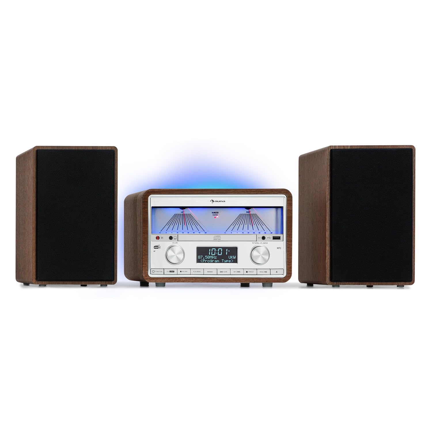 Auna Radio Portable Bluetooth, Poste Radio Numérique Dab/Dab+/FM/Streaming, Puissante de 25W avec Hauts-parleurs Stéréo Détachables, Écran LCD, Télécommande, MP3, Port USB, Alimentation Secteur