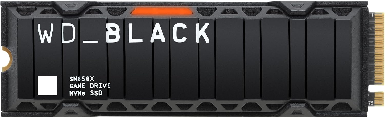 WD_BLACK SN850X SSD 2 To, Disque SSD interne avec dissipateur thermique, lecture jusqu'à 7300 Mo/s, écriture jusqu'à 6600 Mo/s, Haute performance disque de jeu, PCIe Gen 4.0, NVMe, Noir