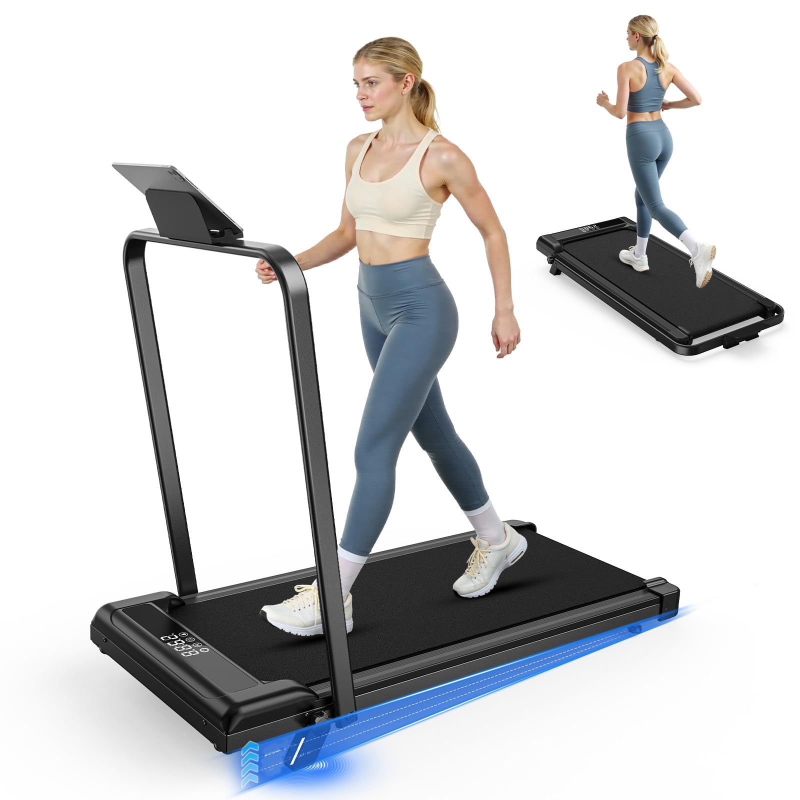 Tapis de Course Pliable avec Pente Réglable 7% – Tapis Roulant Électrique Silencieux 8 km/h, Moteur 2,5 HP, Cadre Renforcé et Stable, Écran LCD, Charge Max 130 kg–pour Maison&Bureau