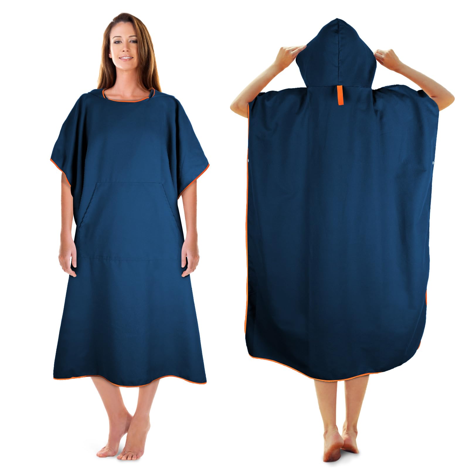 KUOGAS Poncho de Serviette, Poncho de Douche à Séchage Rapide en Microfibre FR Badeponcho Taille M Marineblau