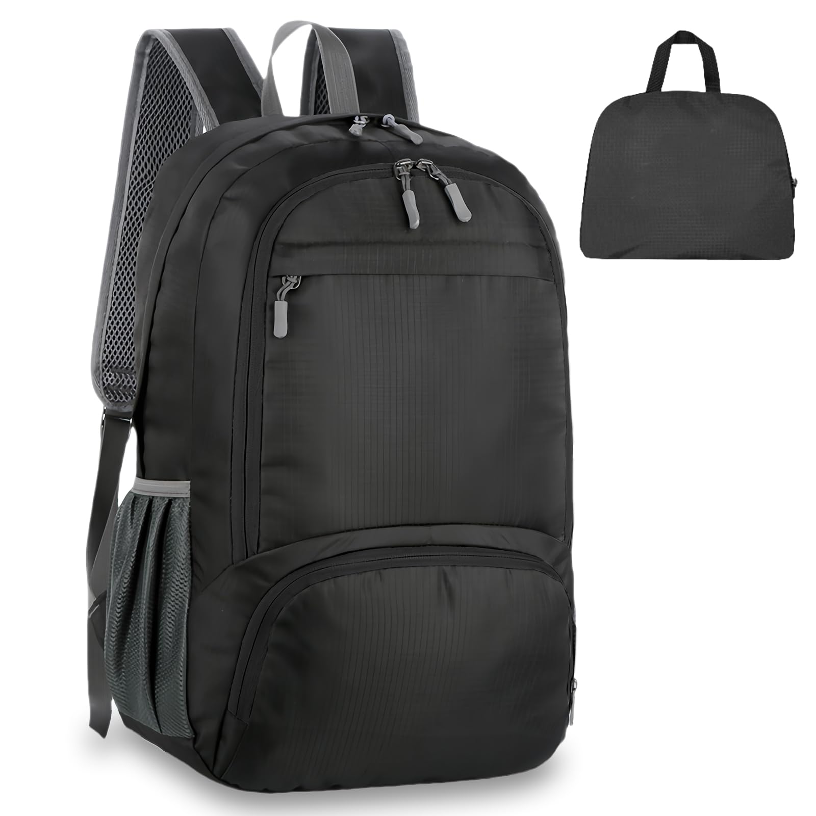 flintronic Sac à Dos Pliable Ultraléger, Sac à Dos de Randonnée, Sac à dos Imperméable Unisexe, Confort et Légèreté, pour le Sport en Plein air Marche Randonnée Camping et Vélo, Noir