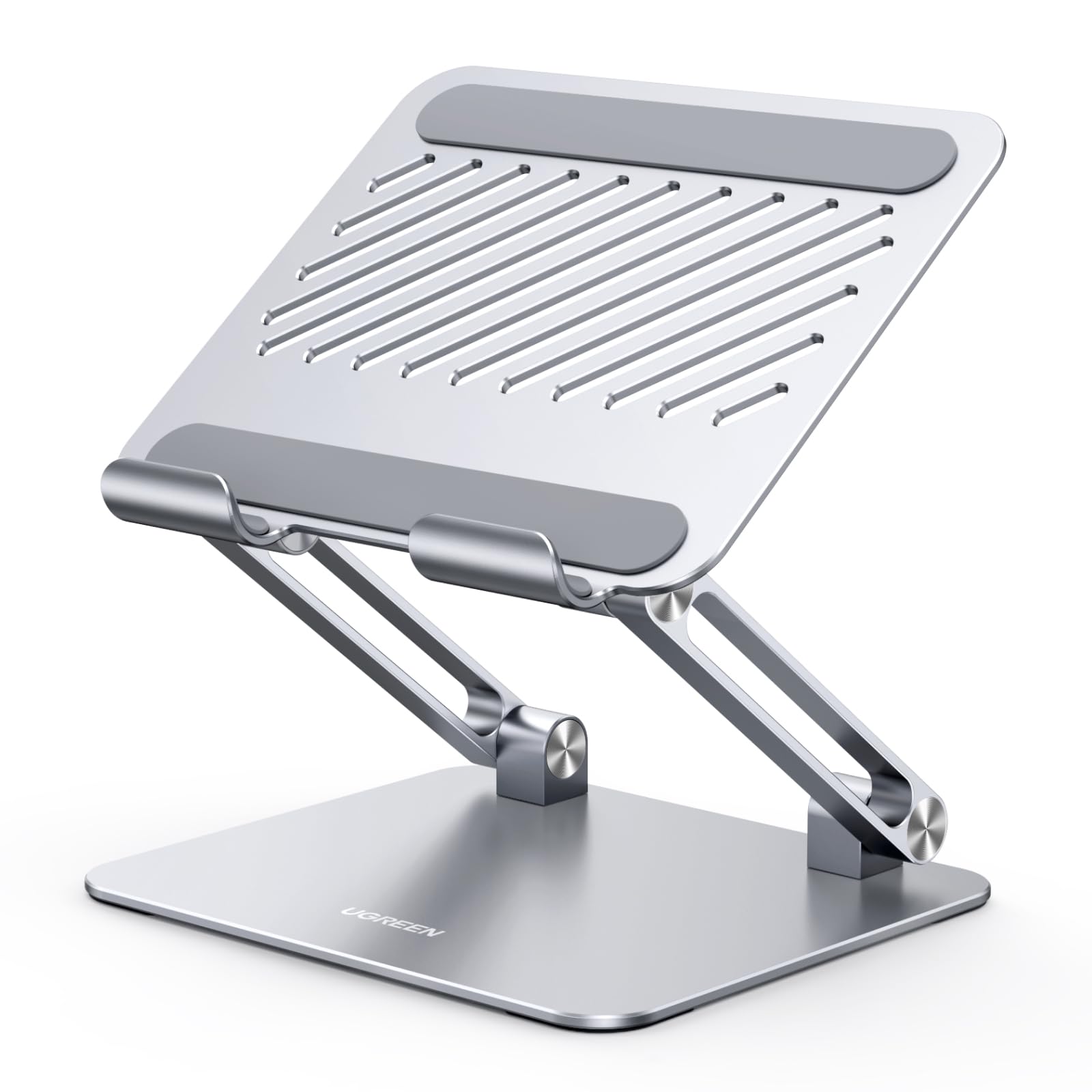 UGREEN Support Tablette Bureau Réglable à Double Tige | Porte Téléphone Pliable Aluminium Compatible avec iPad Pro Air Mini 12,9 11 Pouces Galaxy Tab A9 iPhone 18 Pro Max 17 Argent