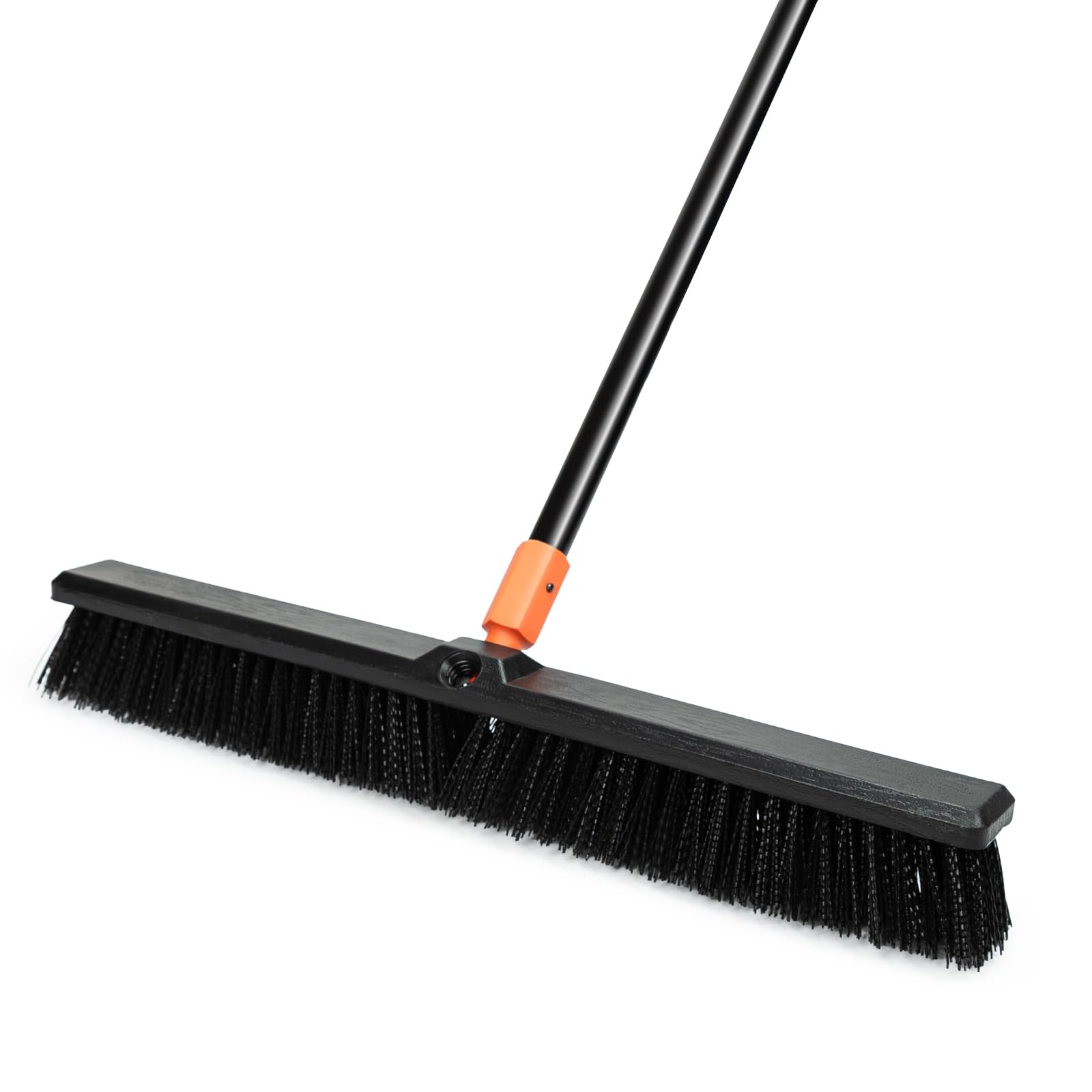 TreeLen Balai Poussoir de 61 cm pour extérieur Robuste avec Long Manche à Poils rigides pour Patio, Cour, Garage, terrasse, allée, béton, Orange