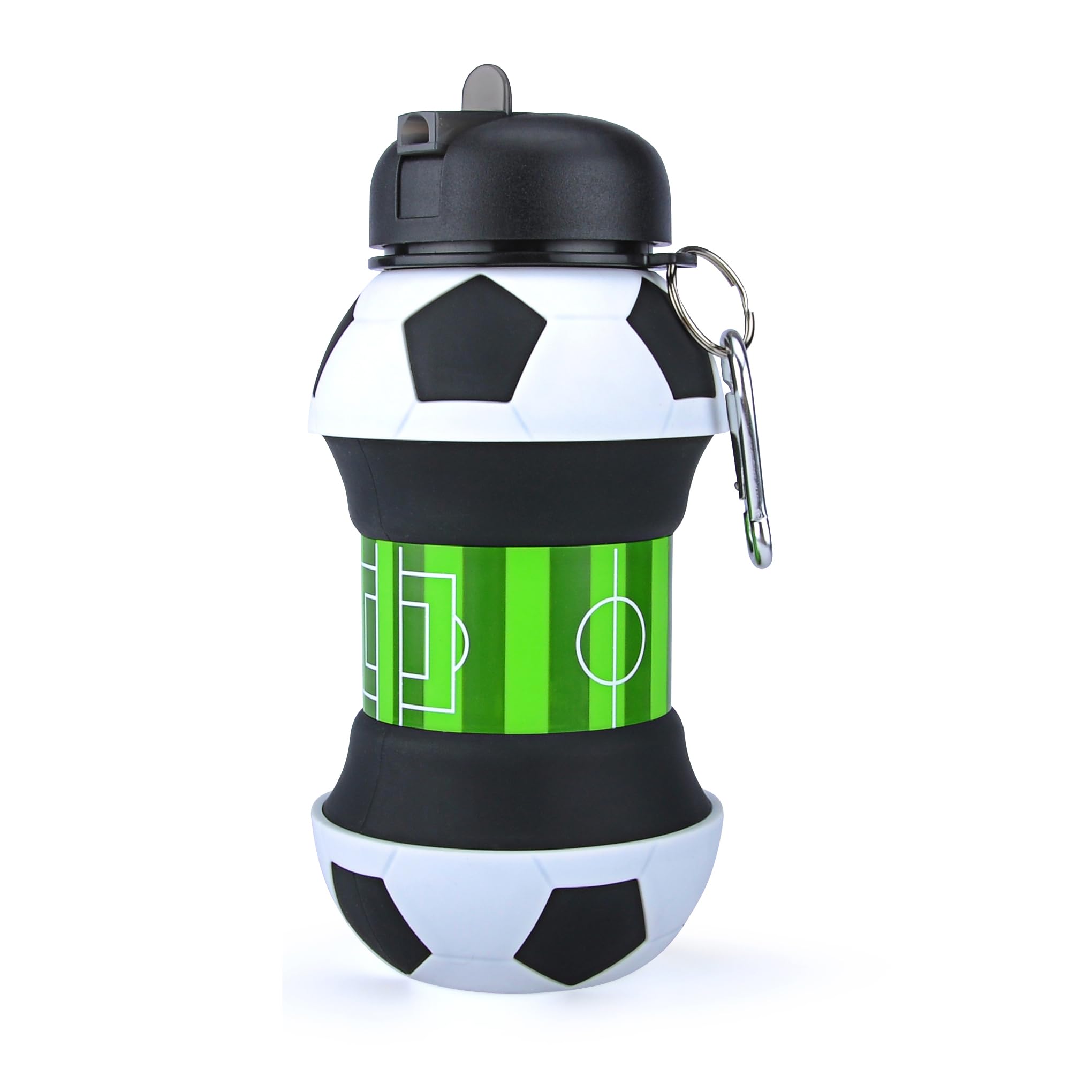 YverLand Bouteille d'eau pliable pour garçons et filles sans BPA - Gourde de camping pour enfants - Personnalisable avec votre sport - Ballon d'eau compact pour cadeau original (football)