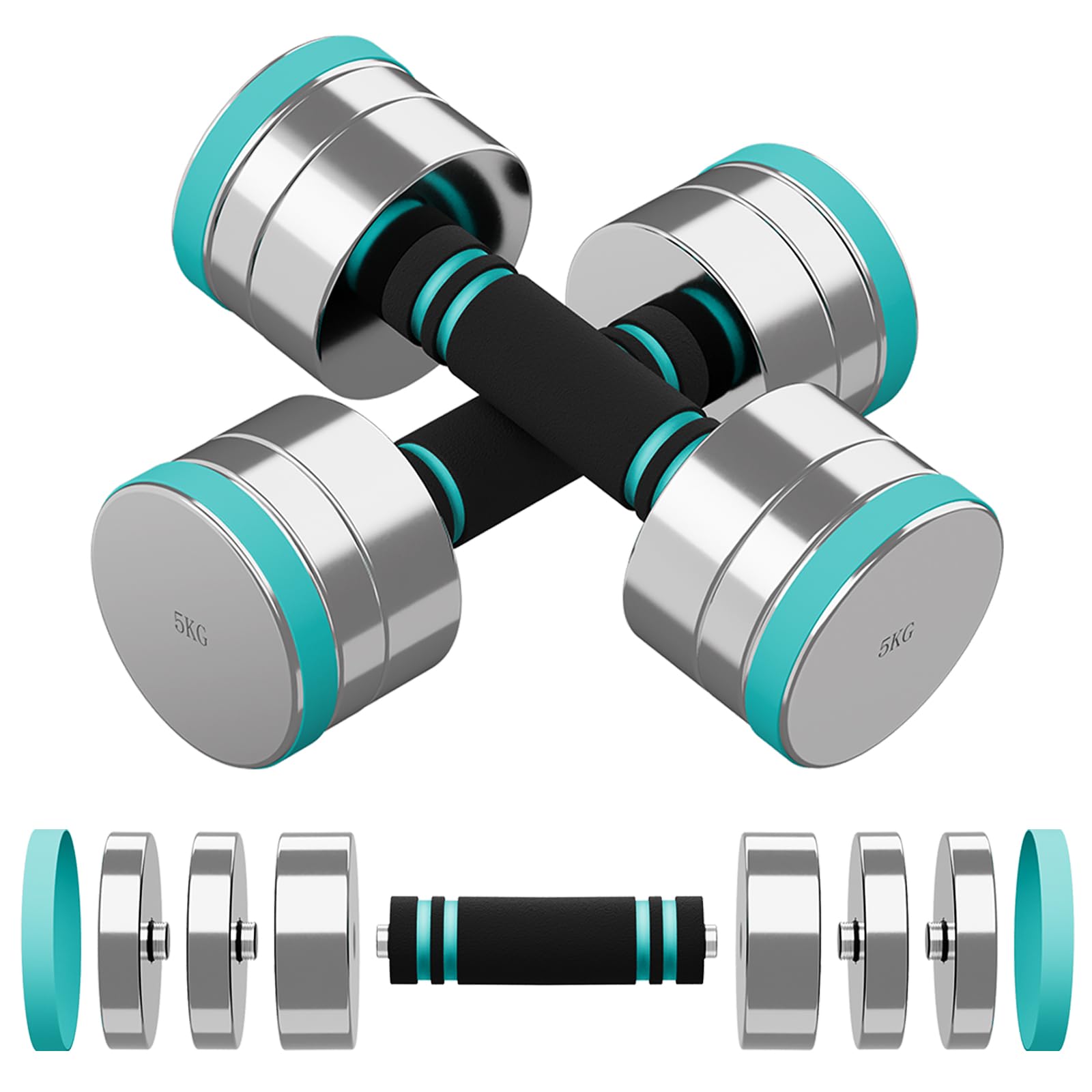 Dripex Haltères Musculation Réglables Compacts en Acier 2,5kg - 30kg
