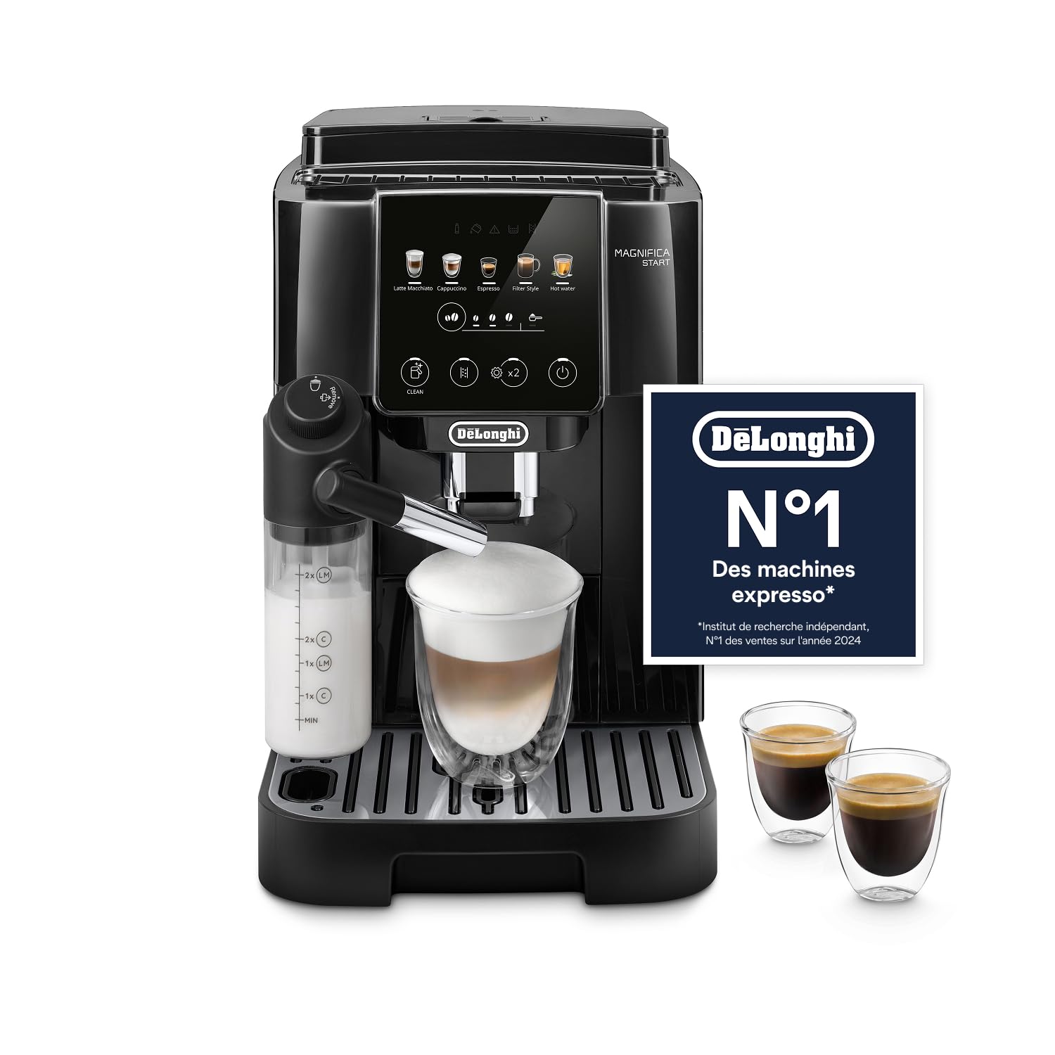 De'Longhi Magnifica Start - Machine à Café Automatique 4 Boissons Noir | Machine à Café à Grain, Mousseur LatteCrema, Expresso et Cappuccino, Icônes Tactiles Couleur, ECAM220.91.B