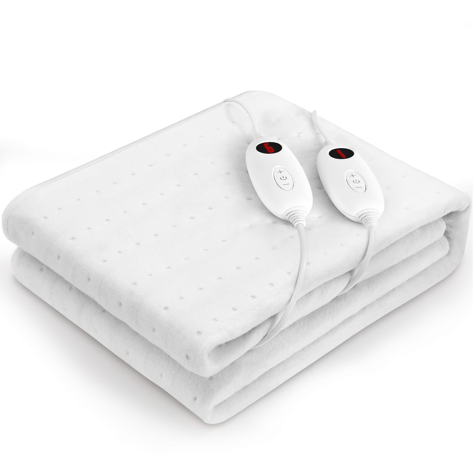 Clevich Surmatelas chauffant 160 x 140 cm - Double 2 x 100 W - Lavable en machine - Avec arrêt automatique de 8 heures - 6 niveaux de température - Double contrôleur amovible