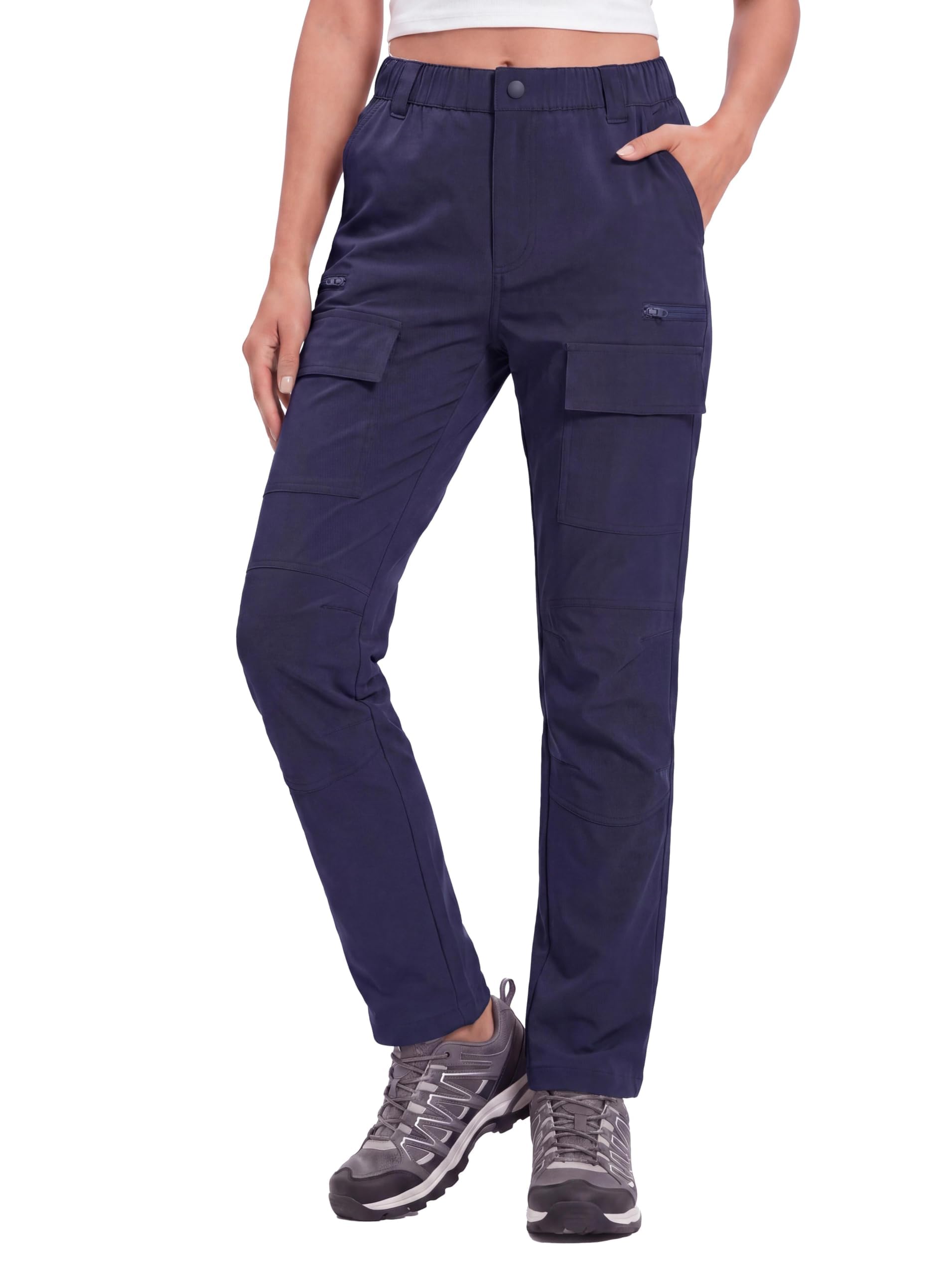 Nomolen Pantalon de Randonnée Femme Cargo Été Léger Imperméable Séchage Rapide avec 7 Poche Zippée pour Casual Travail Camping