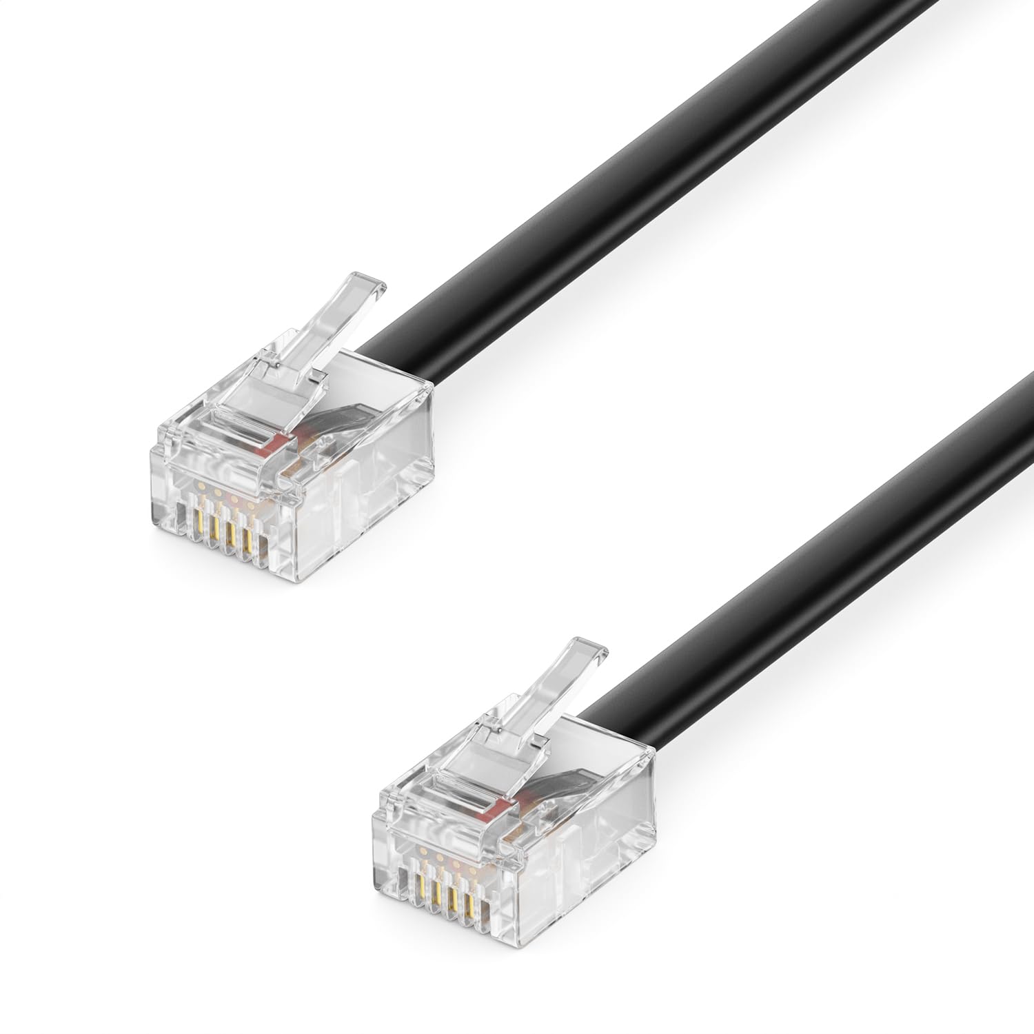 deleyCON 2m Câble Téléphone - RJ11 Modulaire 6P4C Western - 2x Fiche RJ11 avec plat pour Prise Modem Routeur Fax ISDN DSL VDSL Internet Noir