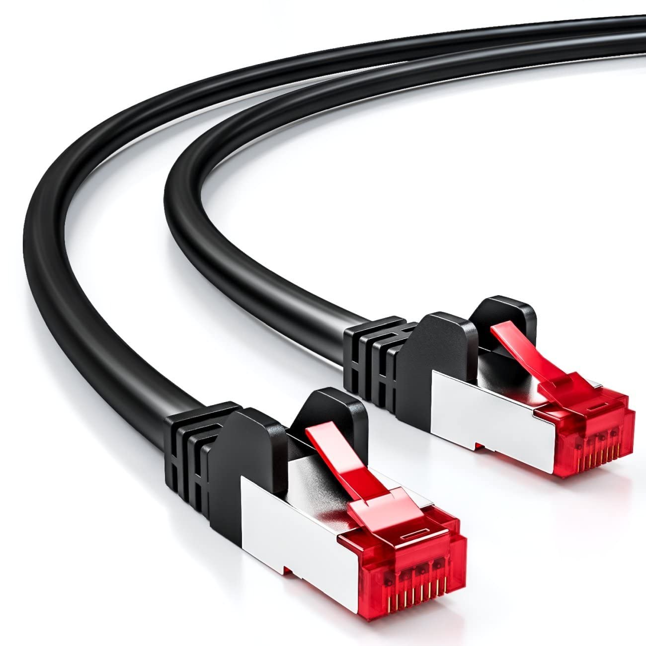 deleyCON 3,0m Câble Réseau Cat6-1 000 Mbit/s (Cuivre, S/FTP, sans Halogène) RJ45 Gigabit Câble Patch Ethernet LAN - pour DSL, Internet, Wi-Fi, Switch, Routeur, Modem, Panneau de Brassage - Noir