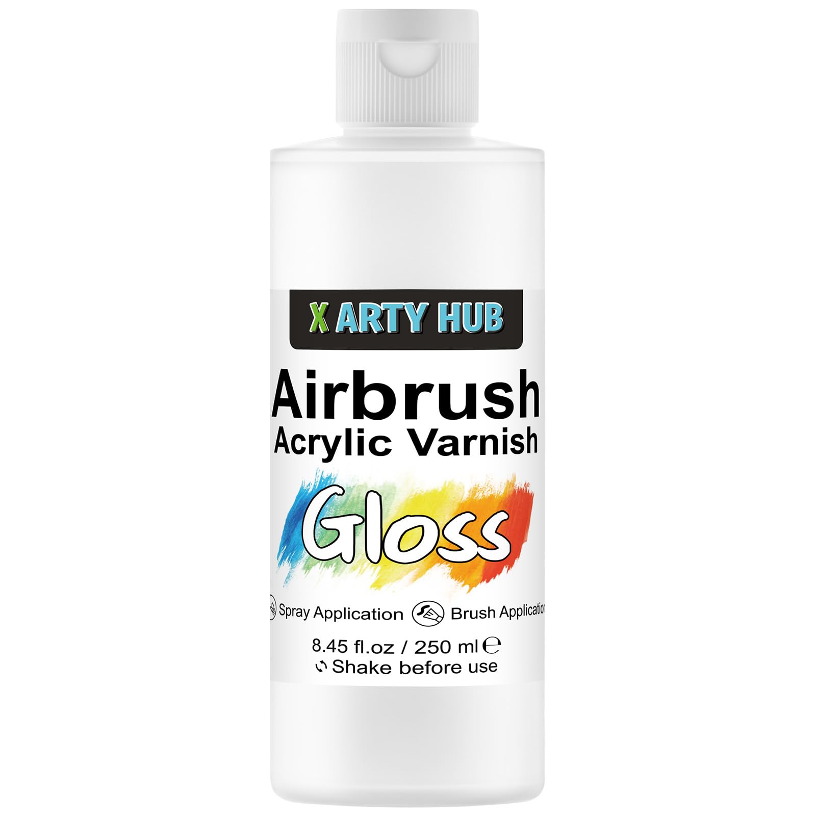 X ARTY HUB Vernis Peinture Acrylique Haute Brillance 250 ml | Pinceau ou Aérographe, Anti-Jaunissement/Décoloration/Fissuration, Vernis Transparent Scellant pour peinture