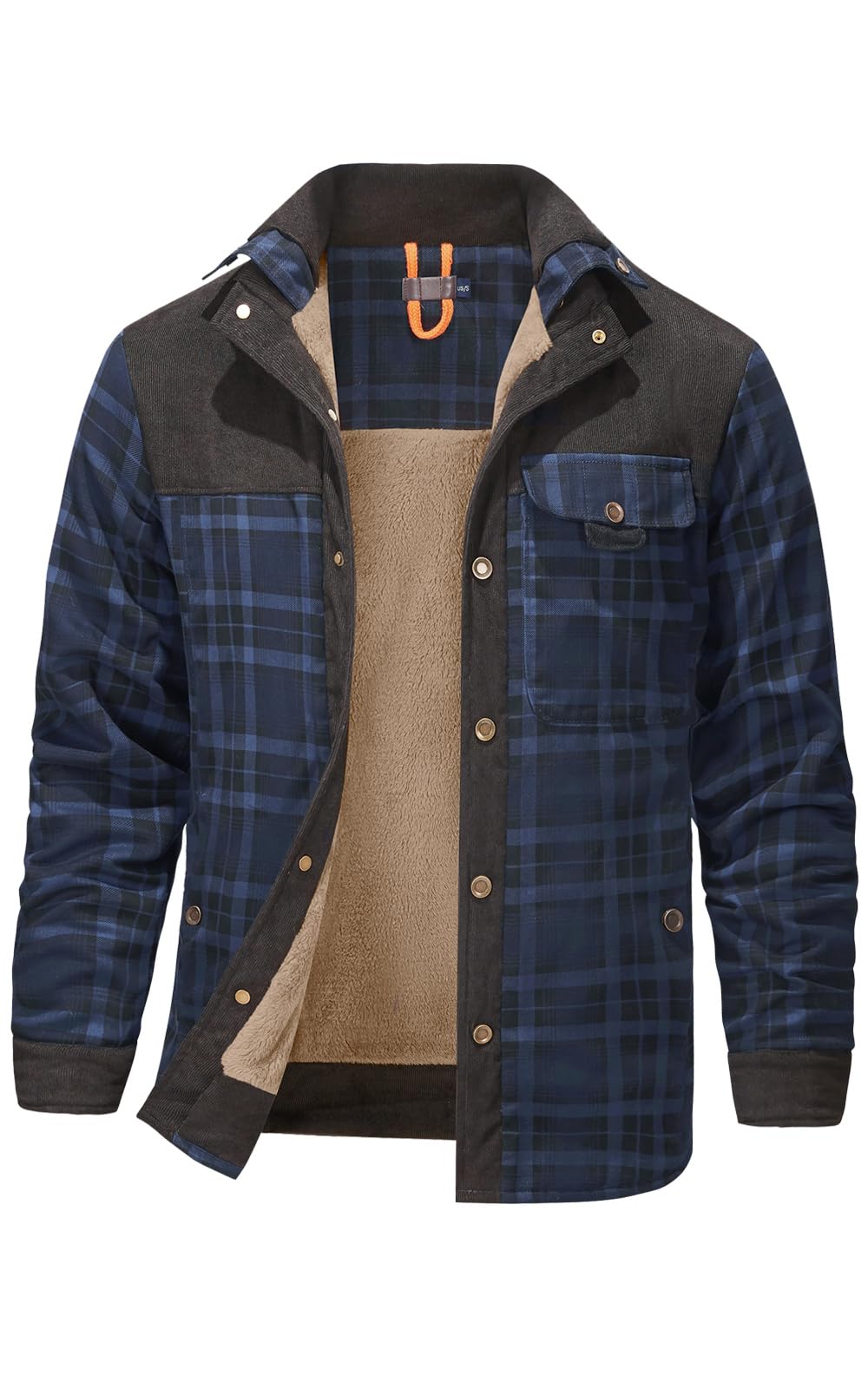 Mr.Stream Homme Casual Manches Longues à Carreaux Flanelle Bouton fourrée Chaud Chemise Sherp Veste