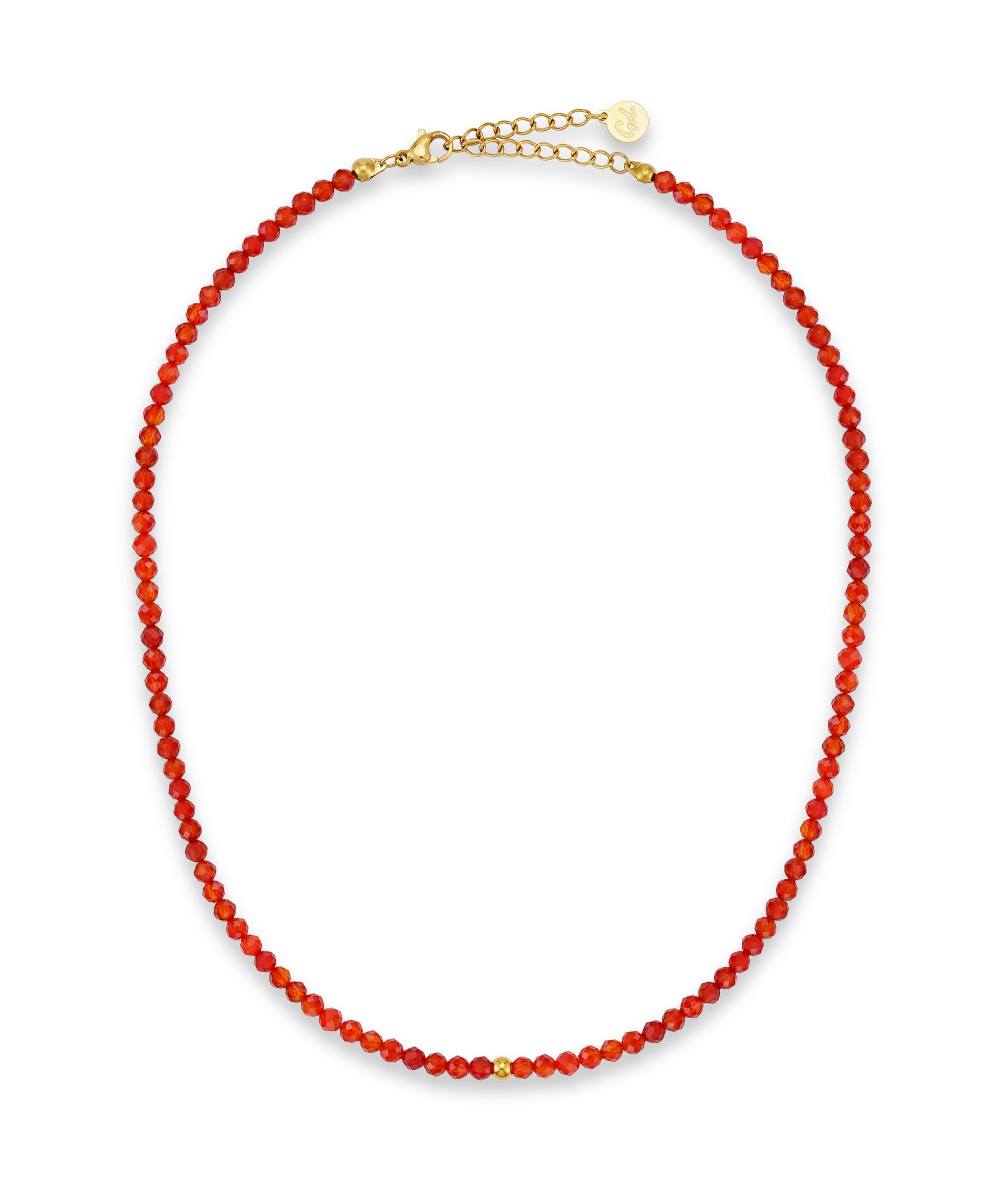 GD GOOD.designs Gemme Collier Pierre Naturelle Femme vraies perles facettées 4mm | Chaîne acier inoxydable plaquée or 18K réglable (40–45 cm) | Ras de cou bohème étanche