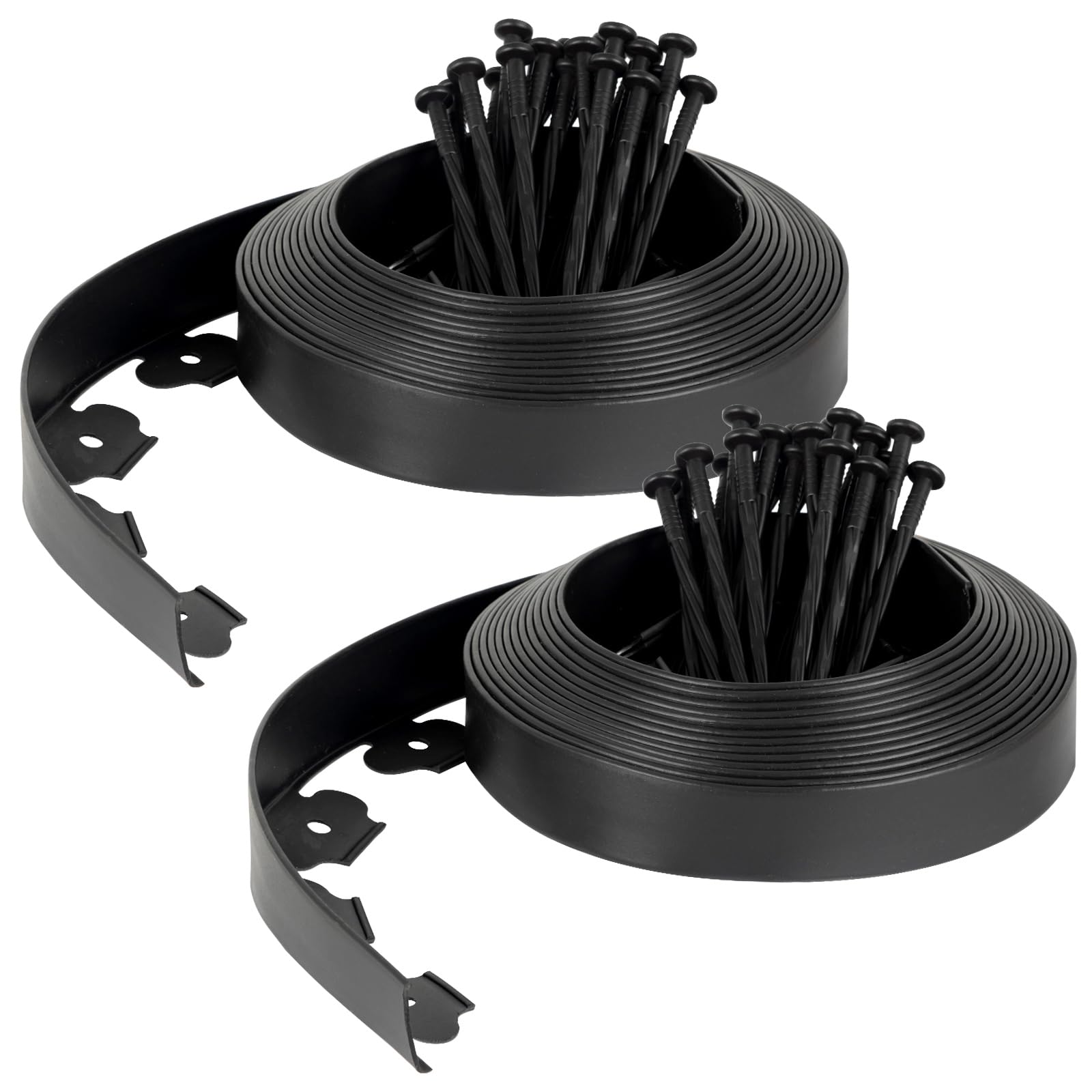 Velway Bordure de Jardin en Plastique Flexible 20 mètres, Hauteur 5cm | 60 Piquets d'ancrage, Délimitation Pelouse, Allée, Parterre, Bordurette Extérieure, Facile à Installer