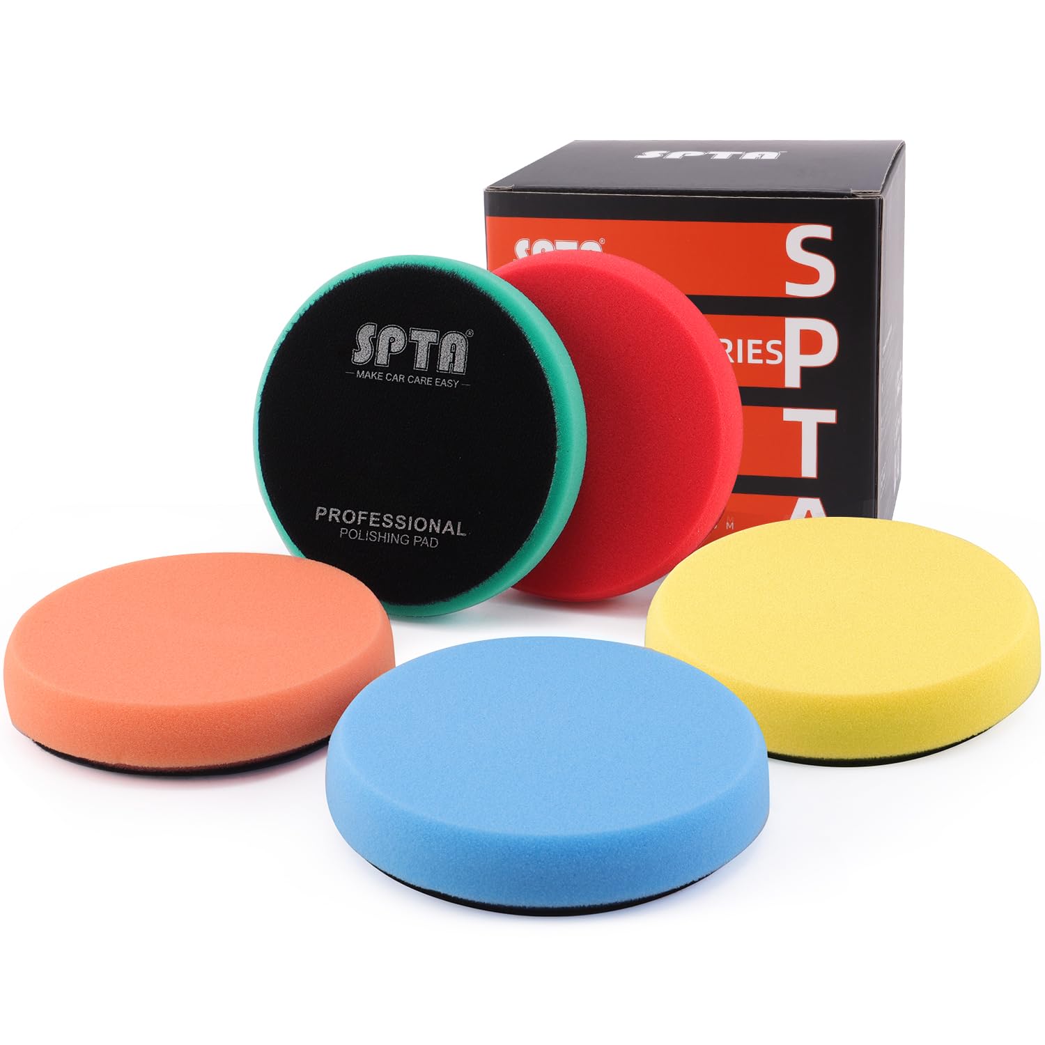 SPTA Pad, Tampon de 5 Pièces 125mm Éponge de Kit de pour Voiture Polisseur Tampon Pad Disque pour 125mm RO/DA Double Action polisseuse Polissage