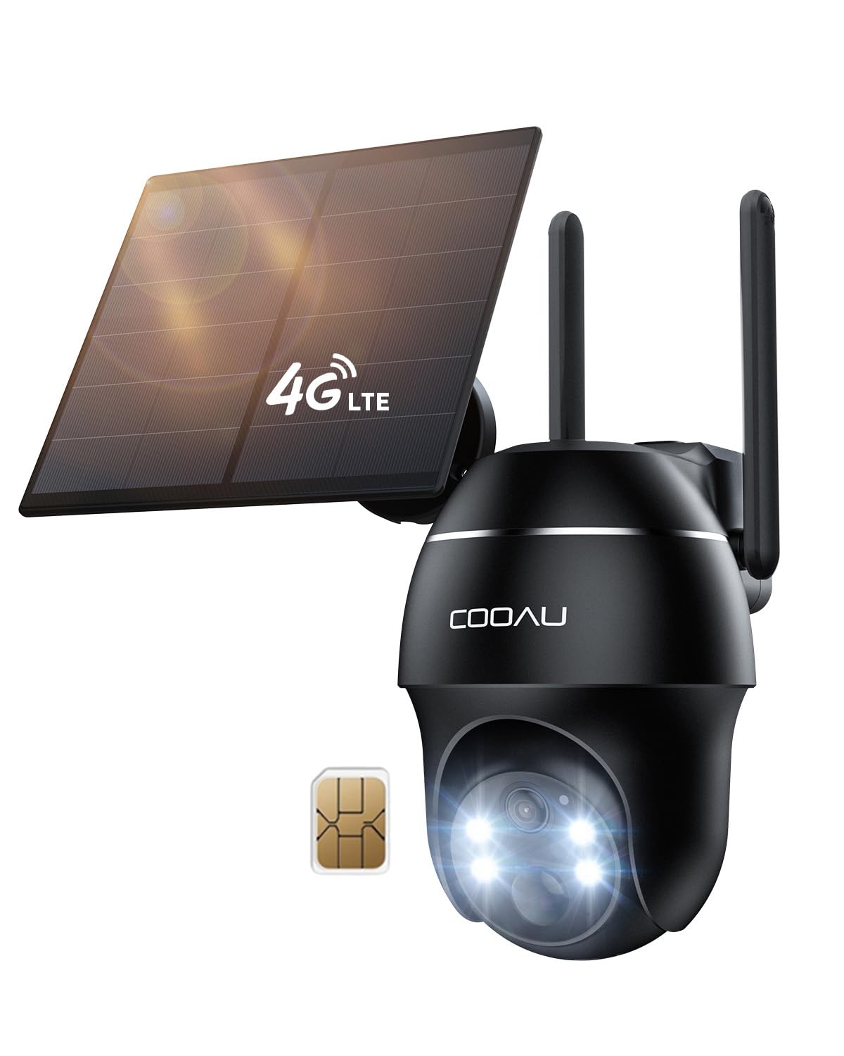 COOAU 4G LTE Camera Surveillance Extérieure sans Fil, 2K 3MP Caméra Solaire | Sans Wi-Fi avec Carte SIM, PTZ 360°, Détection de Mouvement, Vision Nocturne Couleur, Stockage Local Extensible & Cloud, IP66