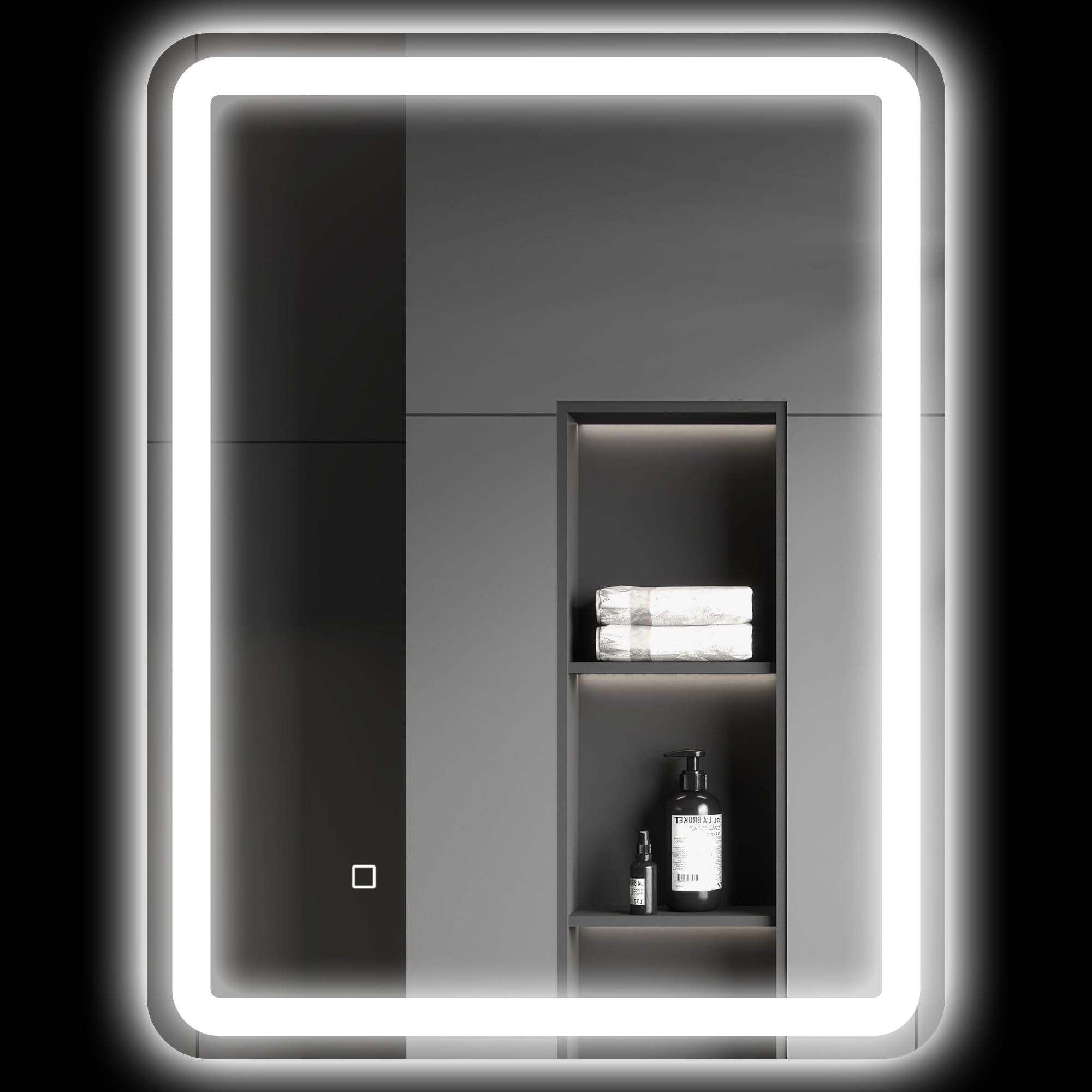 HOMCOM Miroir Salle De Bain avec Éclairage LED Mural 60 x 80 cm Argenté | 3 Couleurs Lumière, Dimmable, Antibuée, Mémoire, Capteur Tactile, Verre Trempé, IP44, Montage Horizontale/Verticale