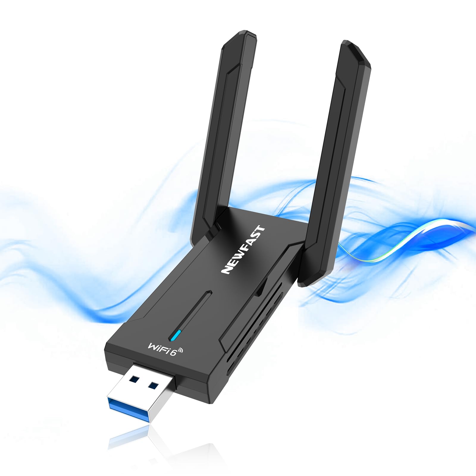 NEWFAST Tri-Bande Clé WiFi Puissante NF-U353, AXE5400 Cle USB WiFi 6E | 6GHz Adaptateur USB WiFi Support pour WPA3, USB 3.0 Port, WiFi 6 Dongle Compatible avec Windows 11/10, Pilote Intégré