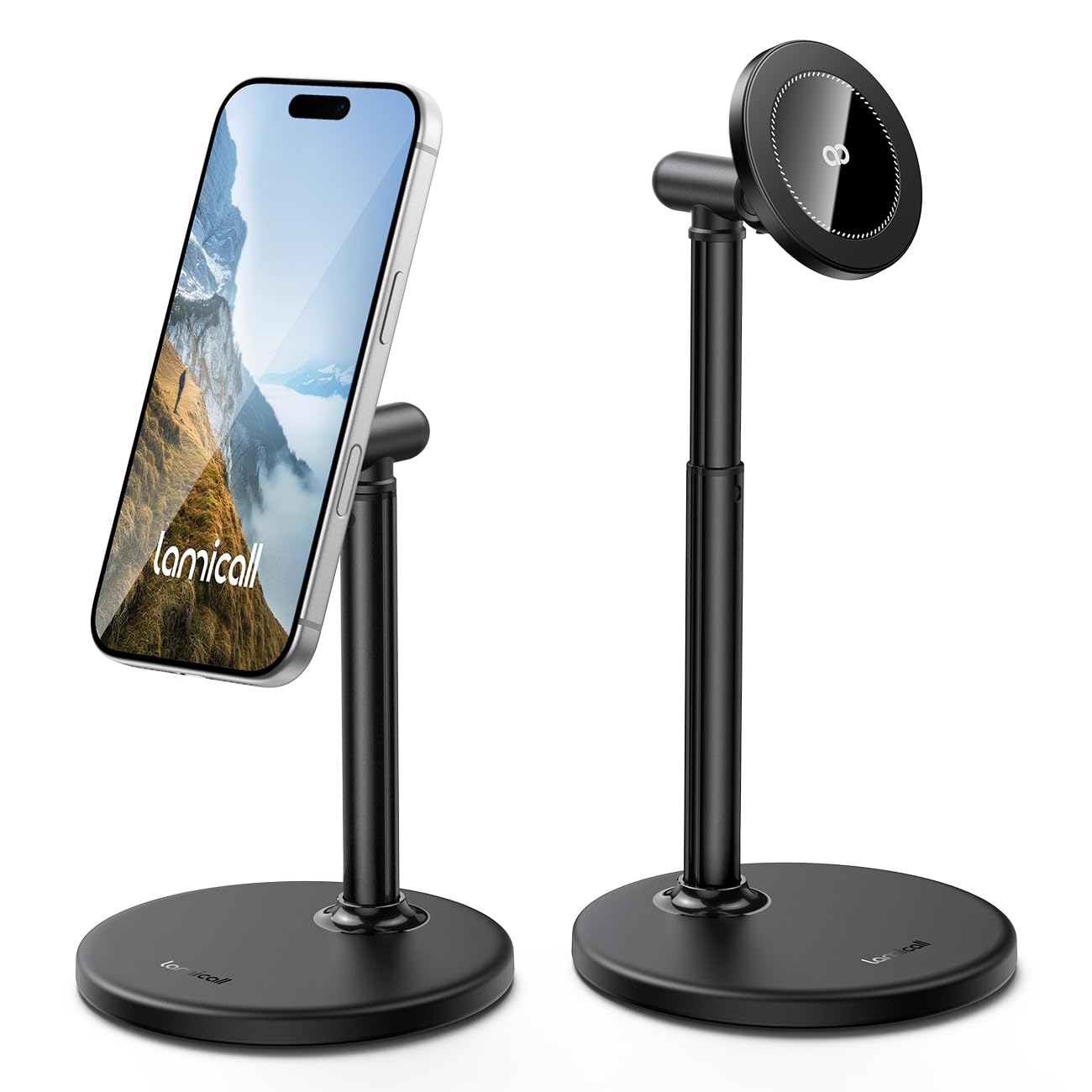 Lamicall Magnétique Support Téléphone Bureau, Porte Téléphone pour Magsafe | Hauteur & Angle Réglables, Base Métallique Stable, Anneau Métallique Non Inclus, Support Bureau pour iPhone 18 17 16 15