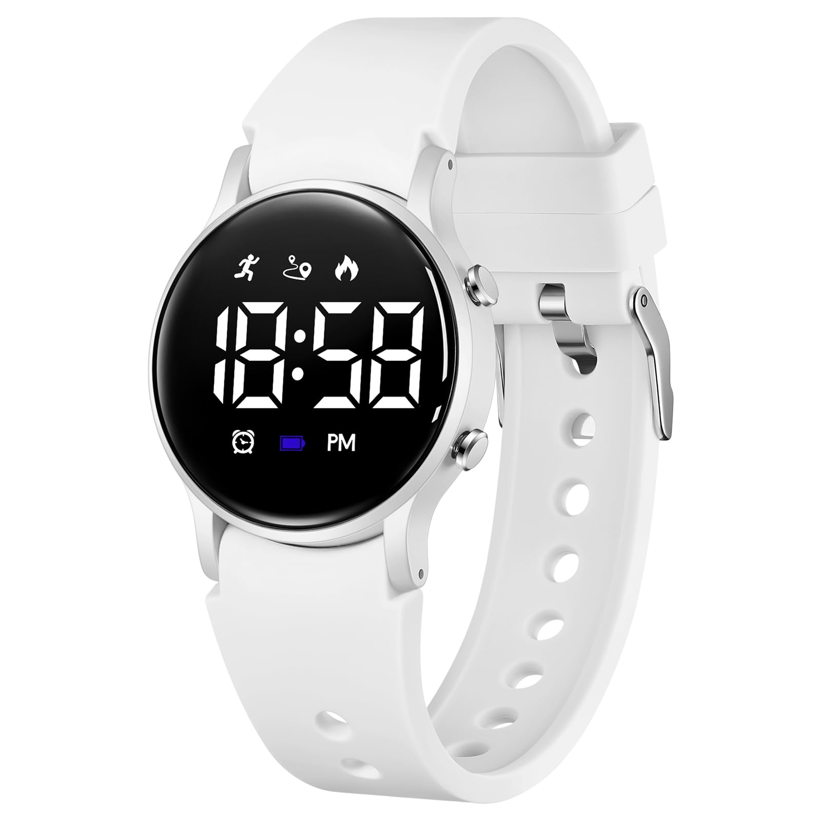 Montre numérique pour enfants, garçons et filles, avec podomètre, sans application, alarme vibrante, chronomètre et calendrier, montre numérique rechargeable pour enfants, adolescents, pour l'école