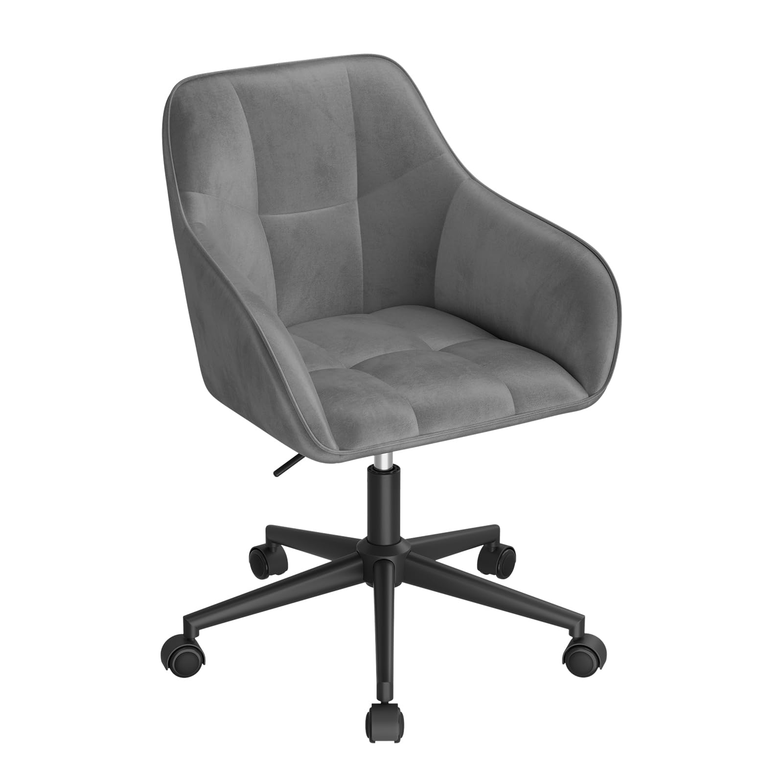 WOLTU Chaise de Bureau, Fauteuil Ergonomique, Velours, Gris Foncé | Chaise Coiffeuse, Siège Pivotant, Réglable en Hauteur, Capacité 150 kg, Cadre en Acier, pour Bureau, Chambre