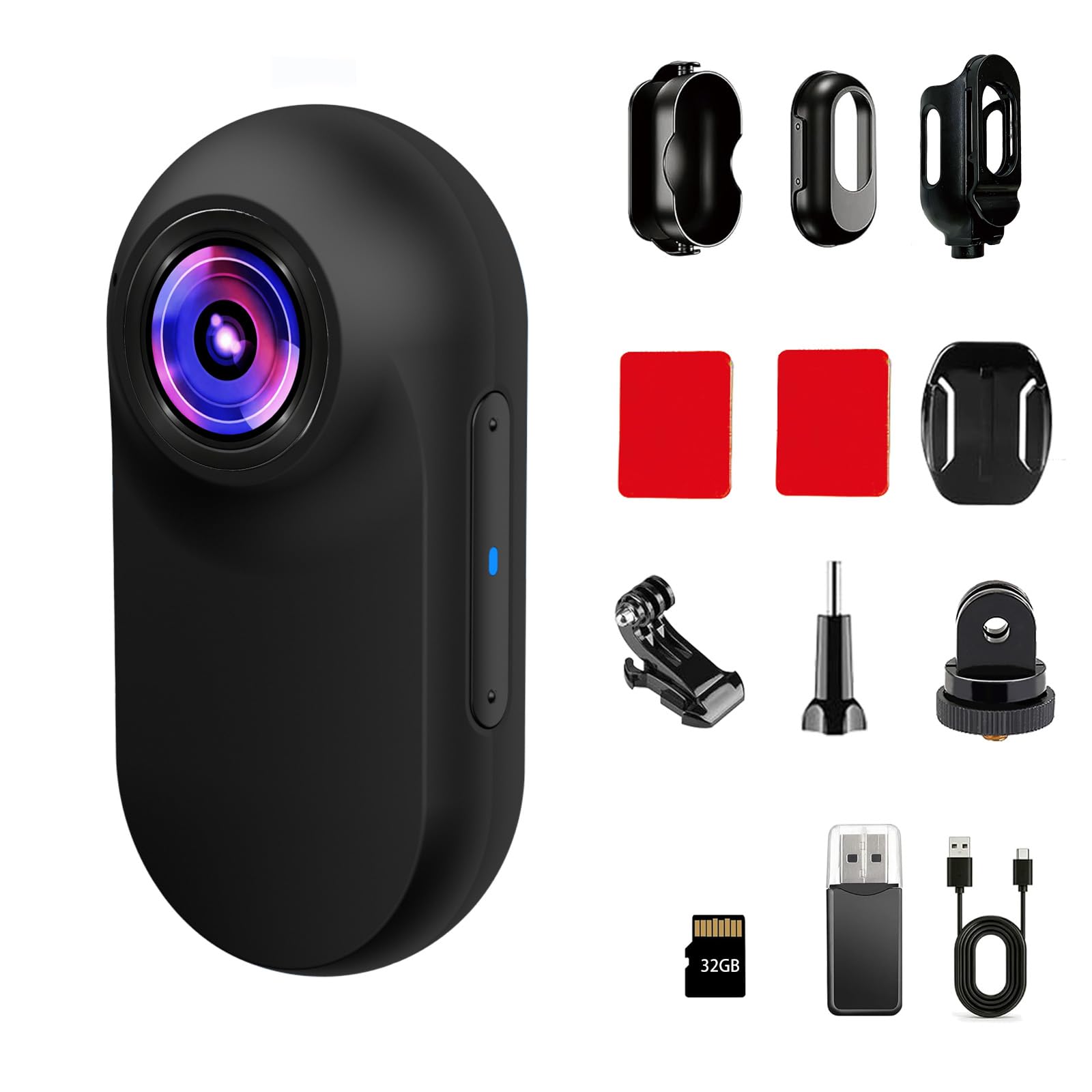 Xilecam Mini Caméra Sport,Caméra POV avec Carte Mémoire de 32 Go | Mini Body Cam POVLégère, Idéale pour Capturer vos Moments sur Moto, Vélo, au Travail et en Voyage Camera portable