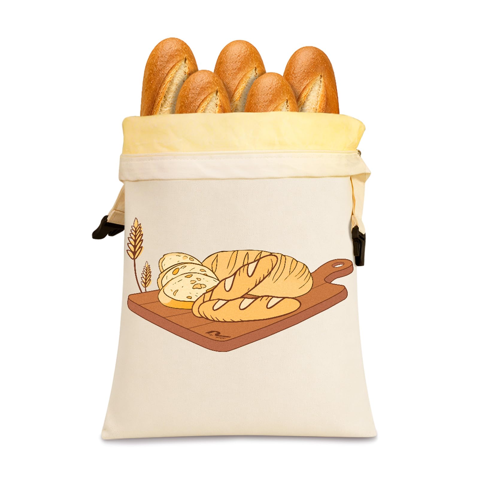 Sac à Pain en Cire D'abeille Réutilisable 43x33 cm, Sac a Pain Cire Abeille Grands, Revêtement en Cire D'abeille Naturelle avec Fermeture Clip et Fermeture pour Garder le Pain et Les Pâtisseries Frais