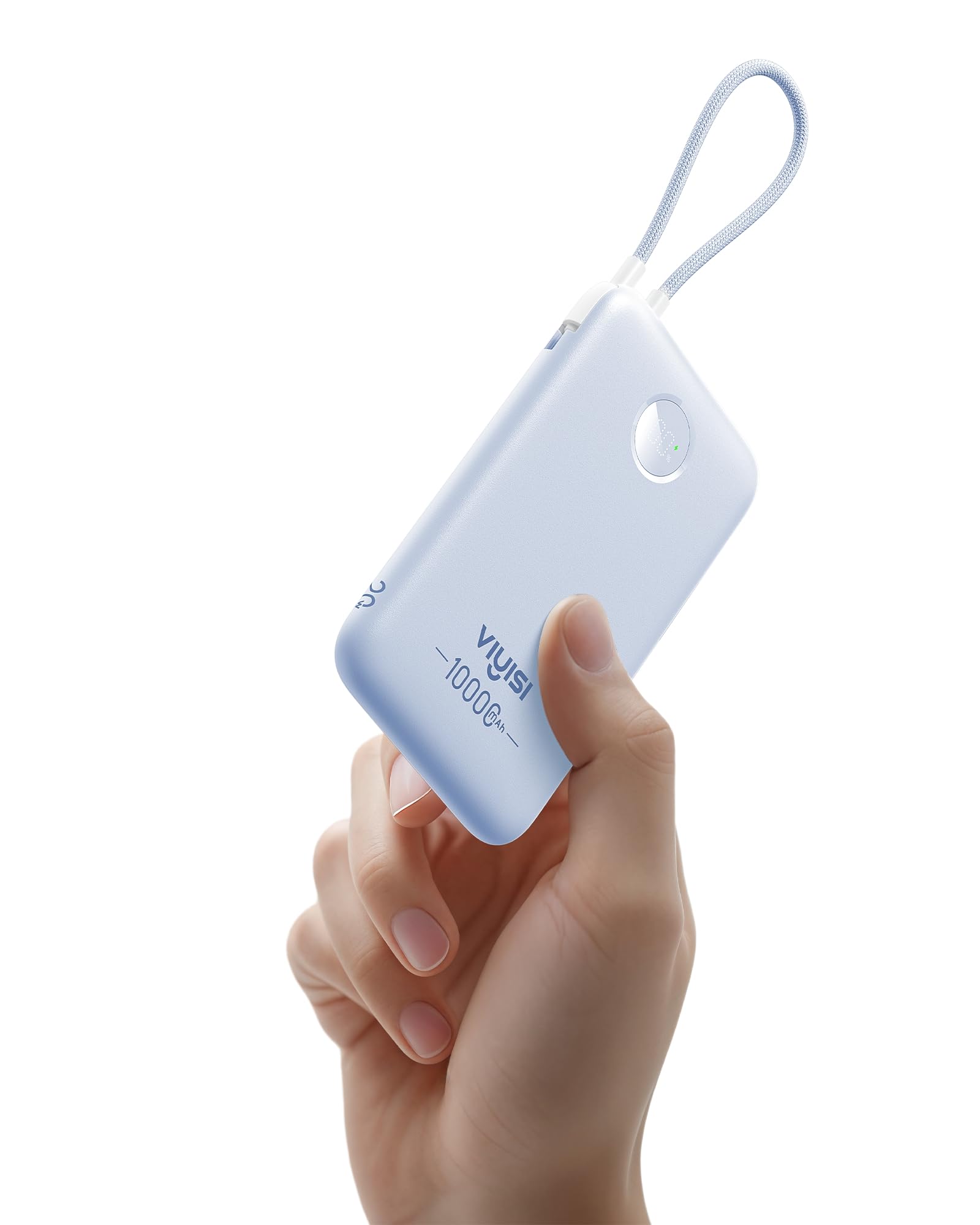 VIYISI Slim Batterie Externe 10000mAh Légère avec Câble USB C Intégré 20W | PD QC 22,5W Power Bank Charge Rapide pour Vacances Trajets Quotidiens Compatible avec iPhone 16 15 Samsung S24 S23 S22 - Bleu