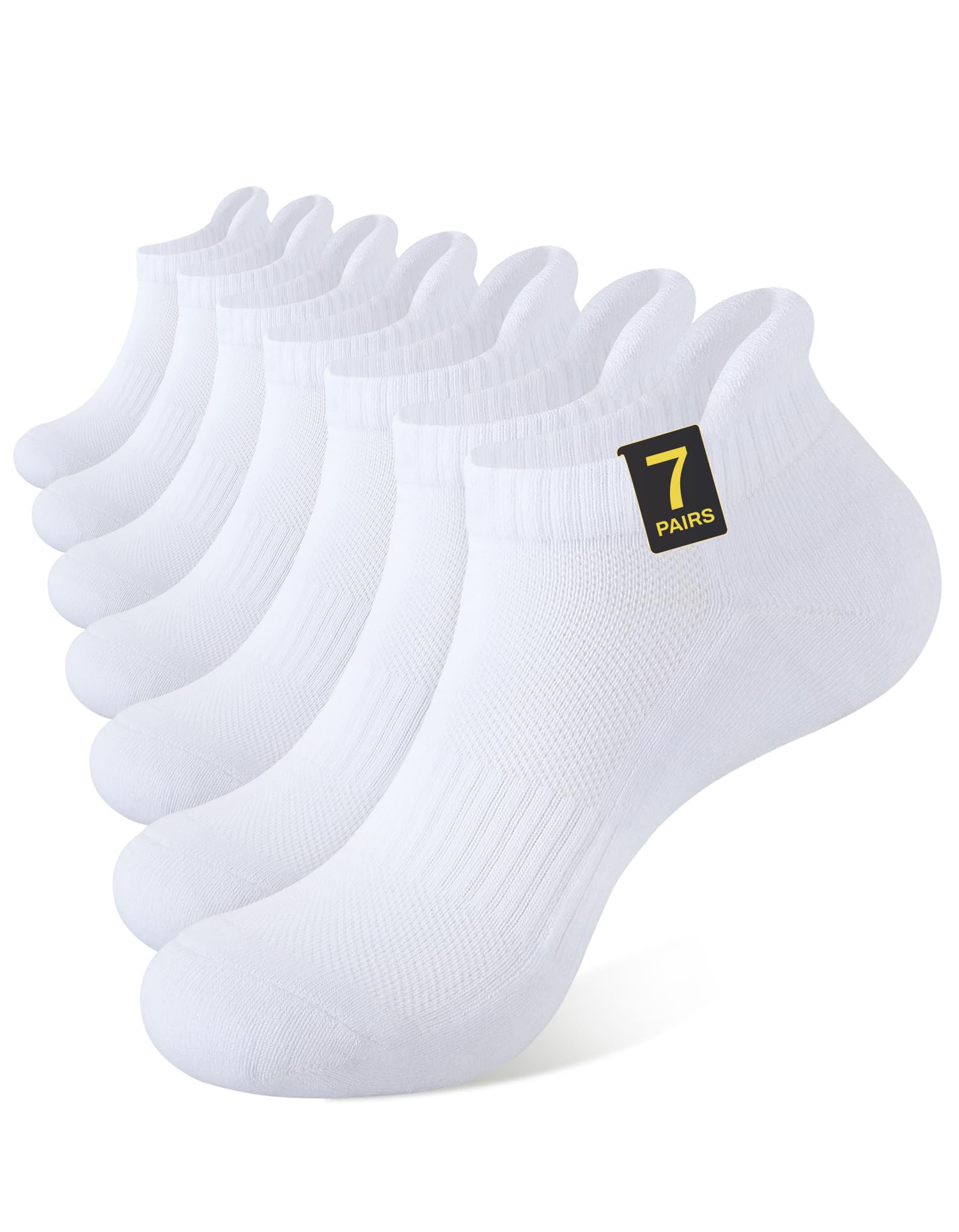CLOSEMATE Chaussettes Sport Homme Femme Socquettes 39-42 43-46 6/7 Paires | Maille respirante, Tissu extensible, Semelle rembourrée amortissante, Soutien voûte plantaire, Talon et orteils renforcés