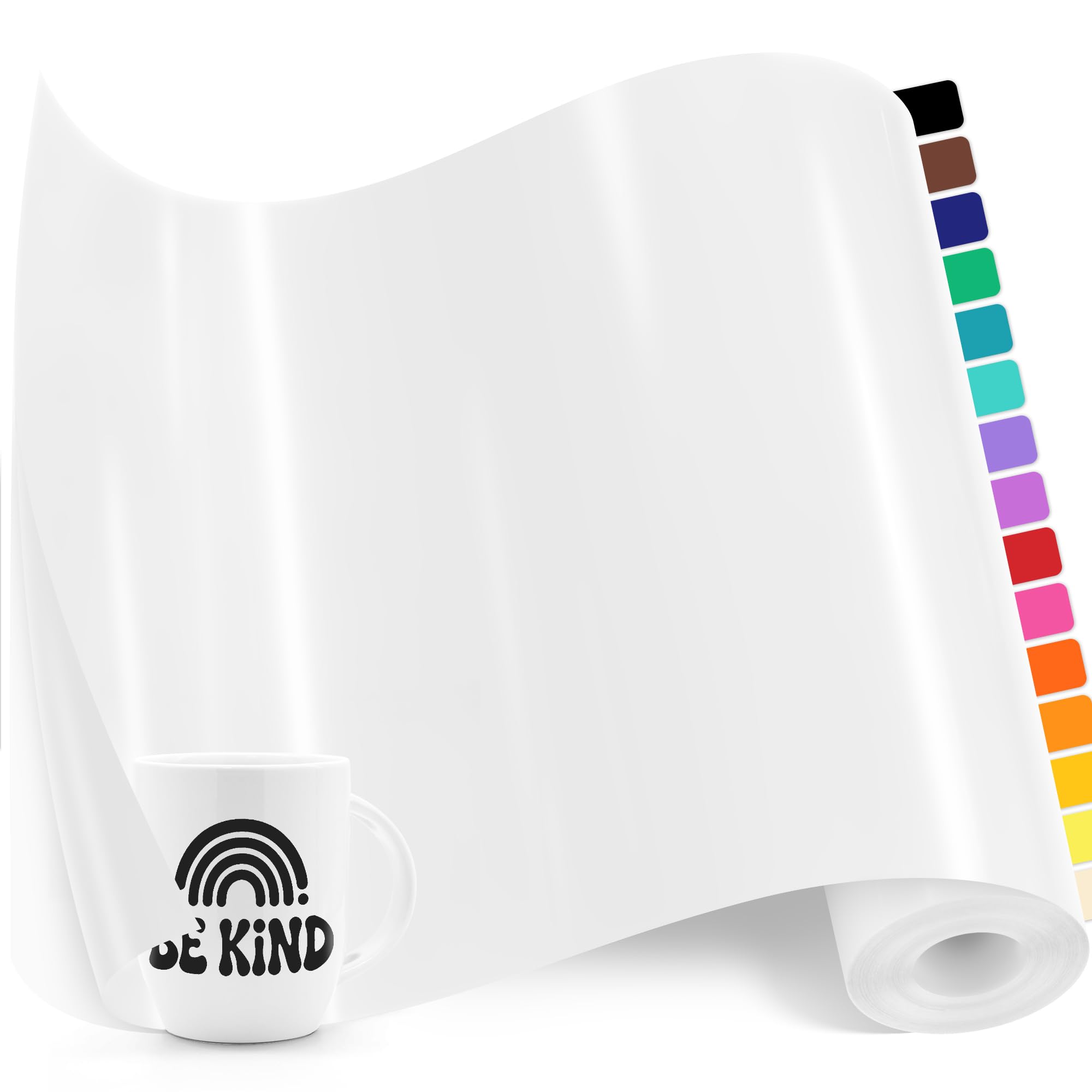 Adhésif Vinyle Permanent, Vinyle Adhésif Covering Blanc Mat Autocollant | 30.5×305cm Rouleau de Vinyle Adhésif, Les Machines de Découpe, Film Autocollant Vinyle Permanent Pour Cadeaux, Bricolage, Mug