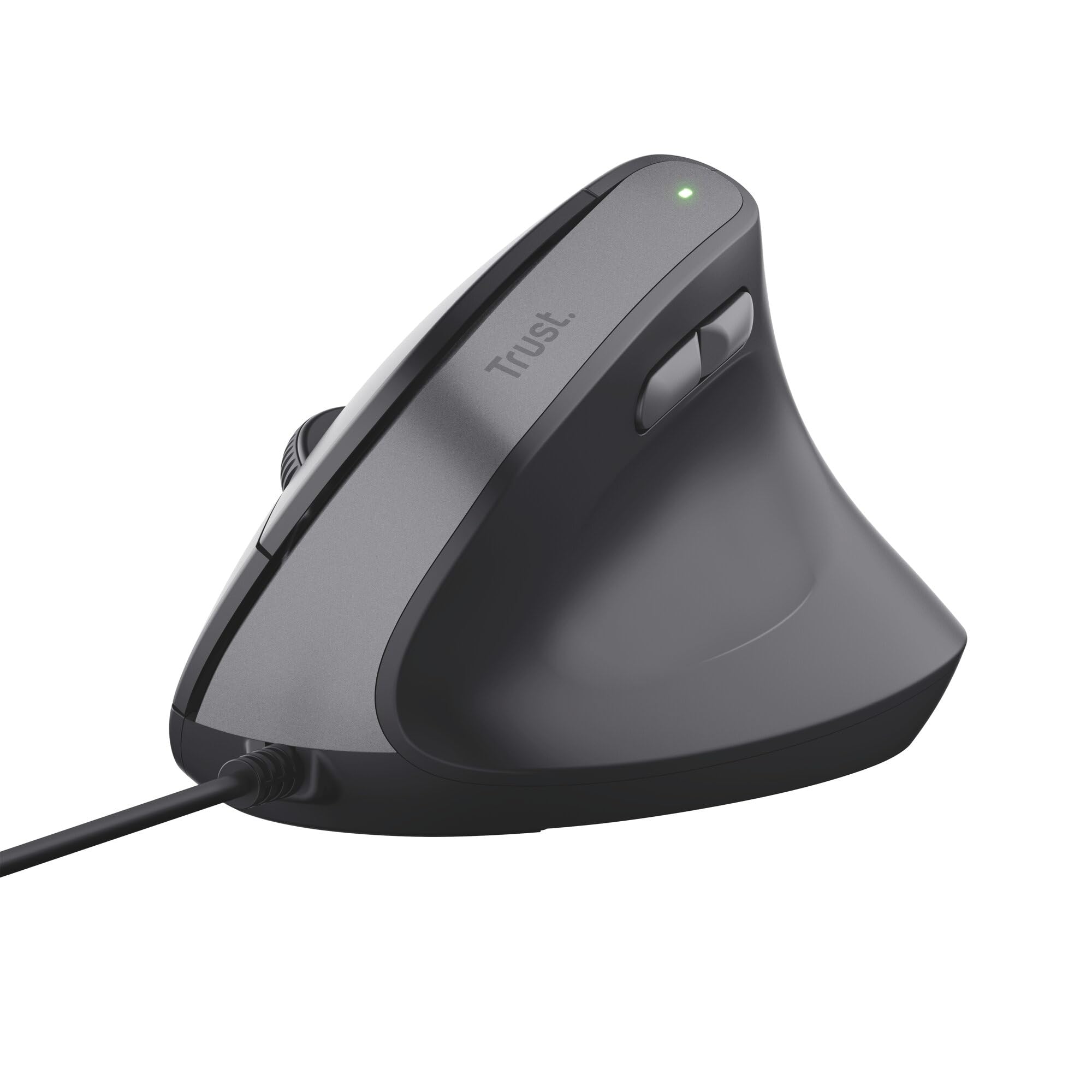 Trust Yuno Souris Verticale Ergonomique Filaire, Cable USB de 1,5m, Noir | Souris pour Droitier, DPI Réglable 800-2400, Capteur Optique, 6 Boutons, Macbook Ordinateur HP