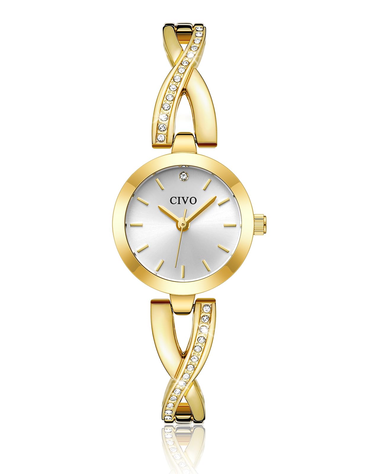 CIVO Petite Montre Femme Élégante: Dorée/Argent Quartz pour Poignets Fins | Petit Cadran Bracelet Acier Inoxydable Analogique Montre Femme Chic Quotidien Anniversaire Noël Cadeau