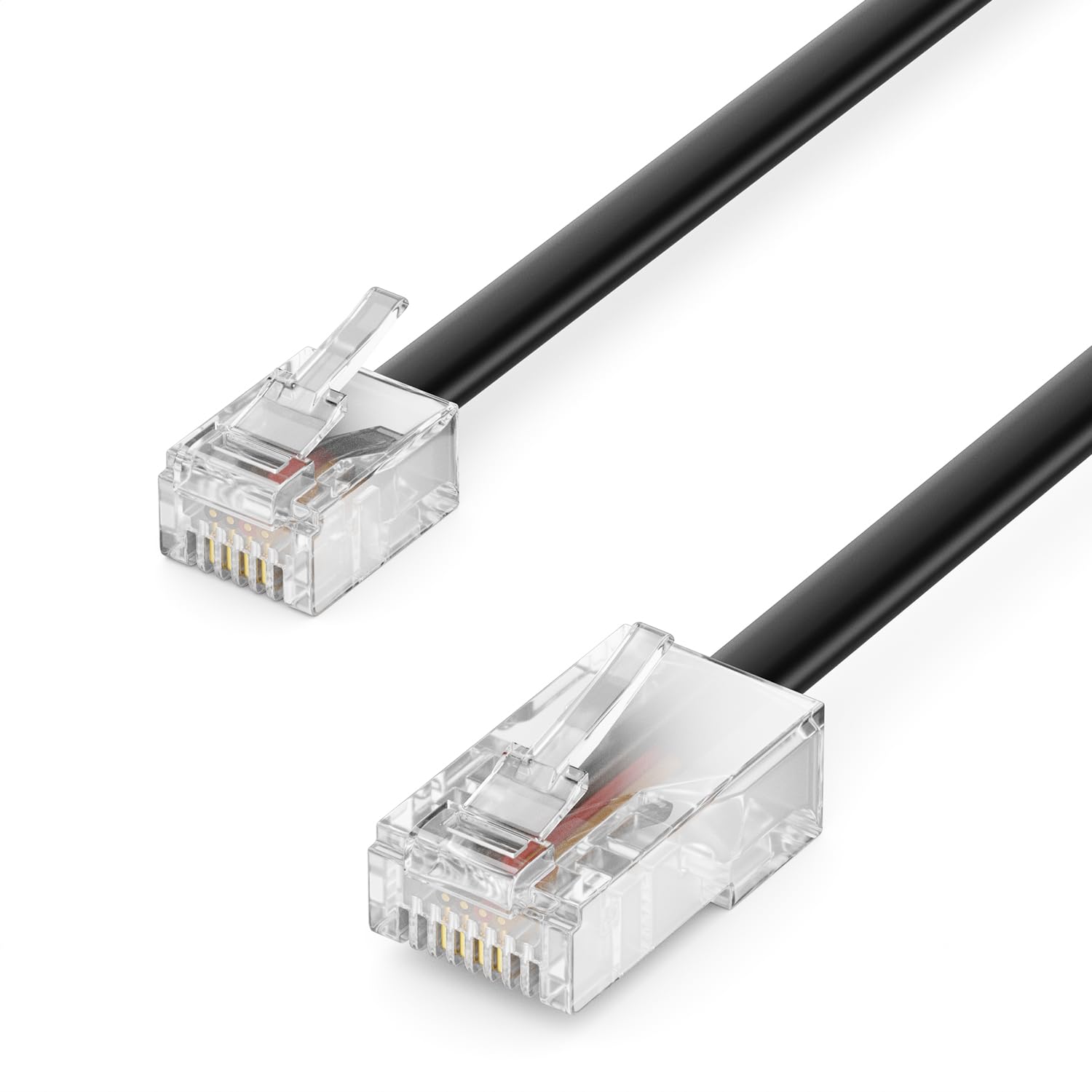 deleyCON 3,0m Câble Téléphone RJ11 vers RJ45 Modulaire plat RJ11 Fiche vers RJ45 Connecteur Réseau Prise Téléphone Modem Routeur FAX ISDN DSL VDSL Internet Noir