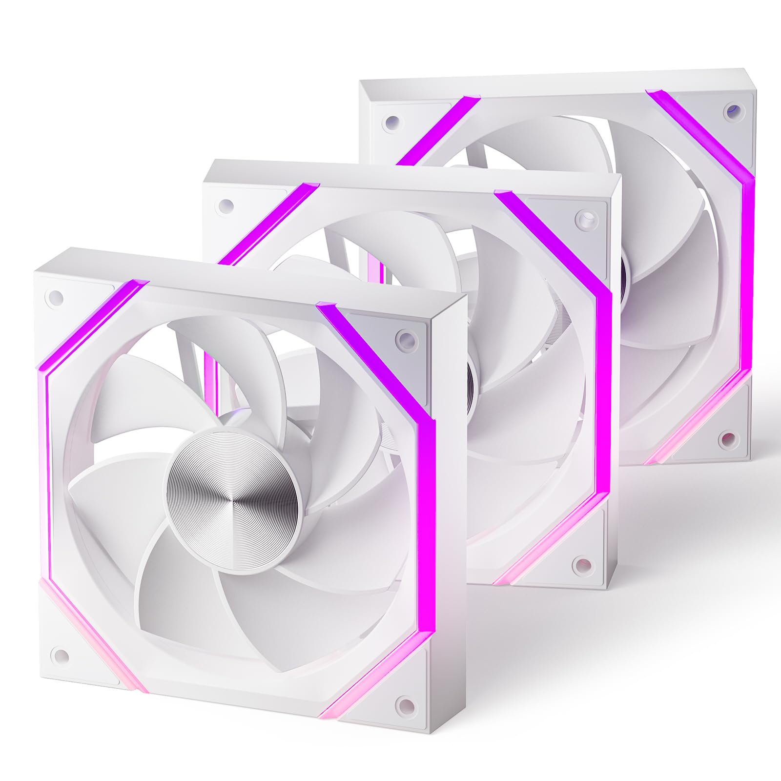 AsiaHorse Nyota Ventilateur PC 120MM ARGB Reverse [Lot de 3] [HDB] Ventilateur RGB 2000 RPM/61.5 CFM/2,16 MMH2O 5V 3PIN ARGB et ventilateur PWM 4PIN durée de vie de 50000H