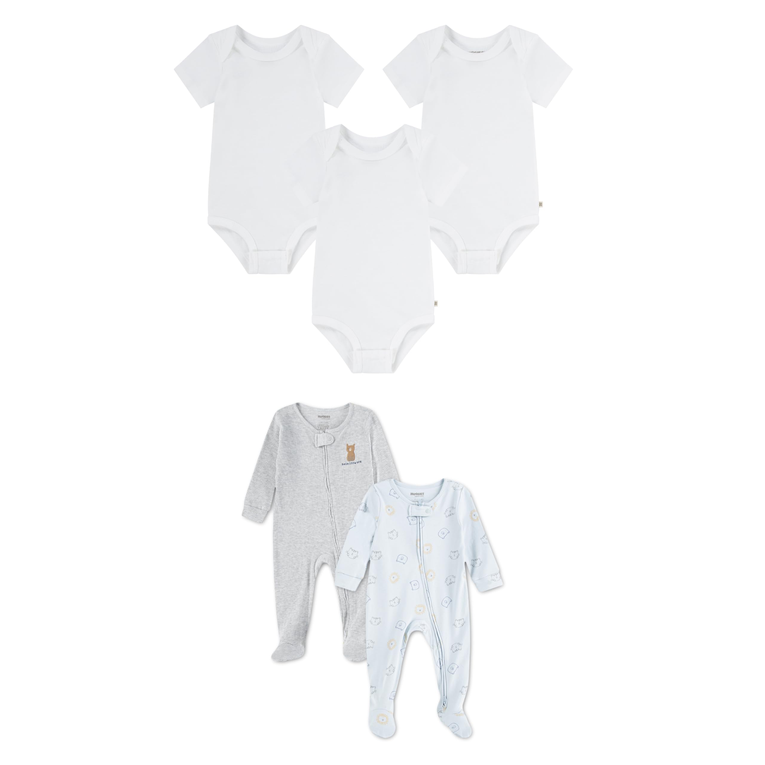 Ensemble de 5 bodies et combinaisons à pieds Huggies Babywear