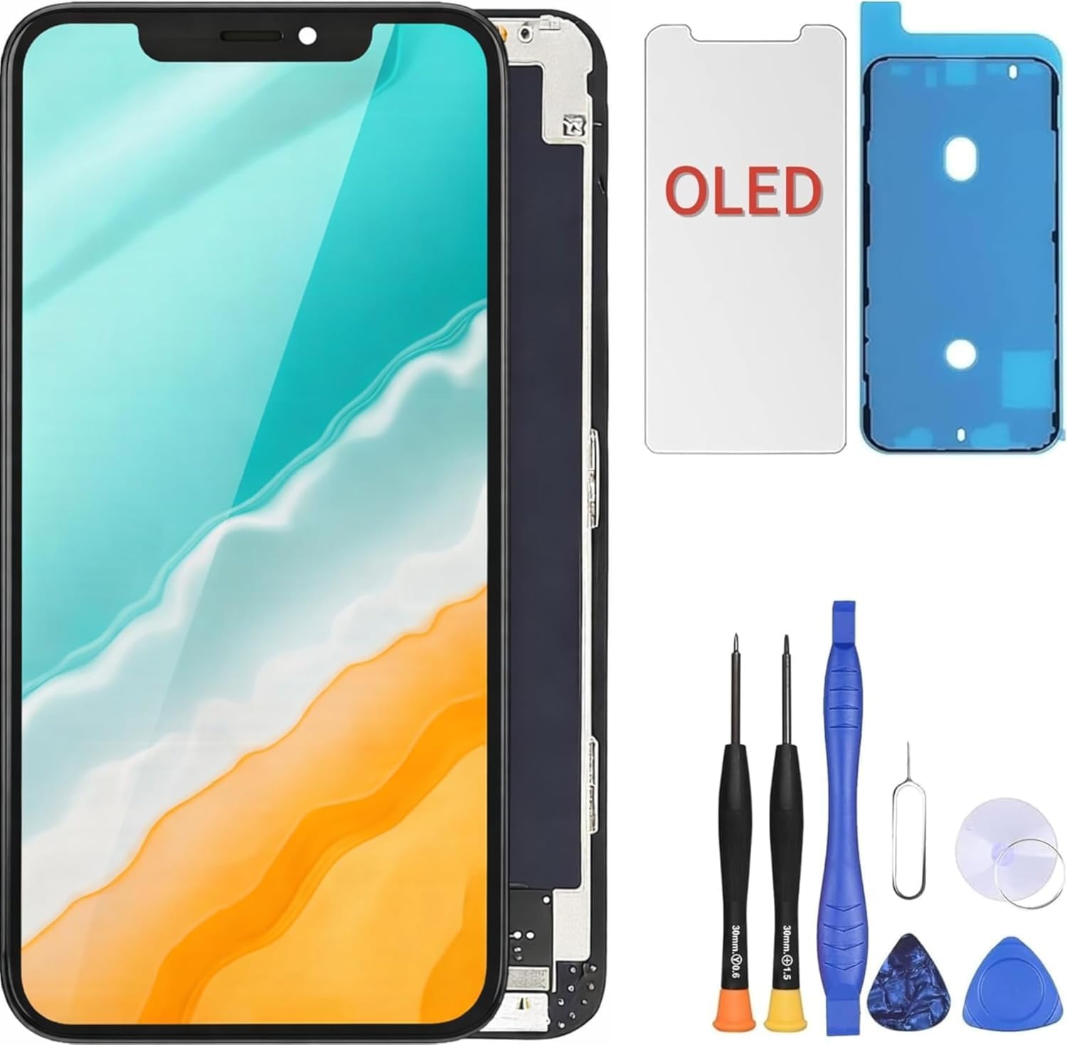 ZOETEC Remplacement d'écran OLED Souple pour iPhone 11 Pro Max (Pas LCD) 6,5'' COF Écran Tactile numériseur Cadre d'assemblage avec Kits d'outils de réparation, adhésif étanche, Verre trempé