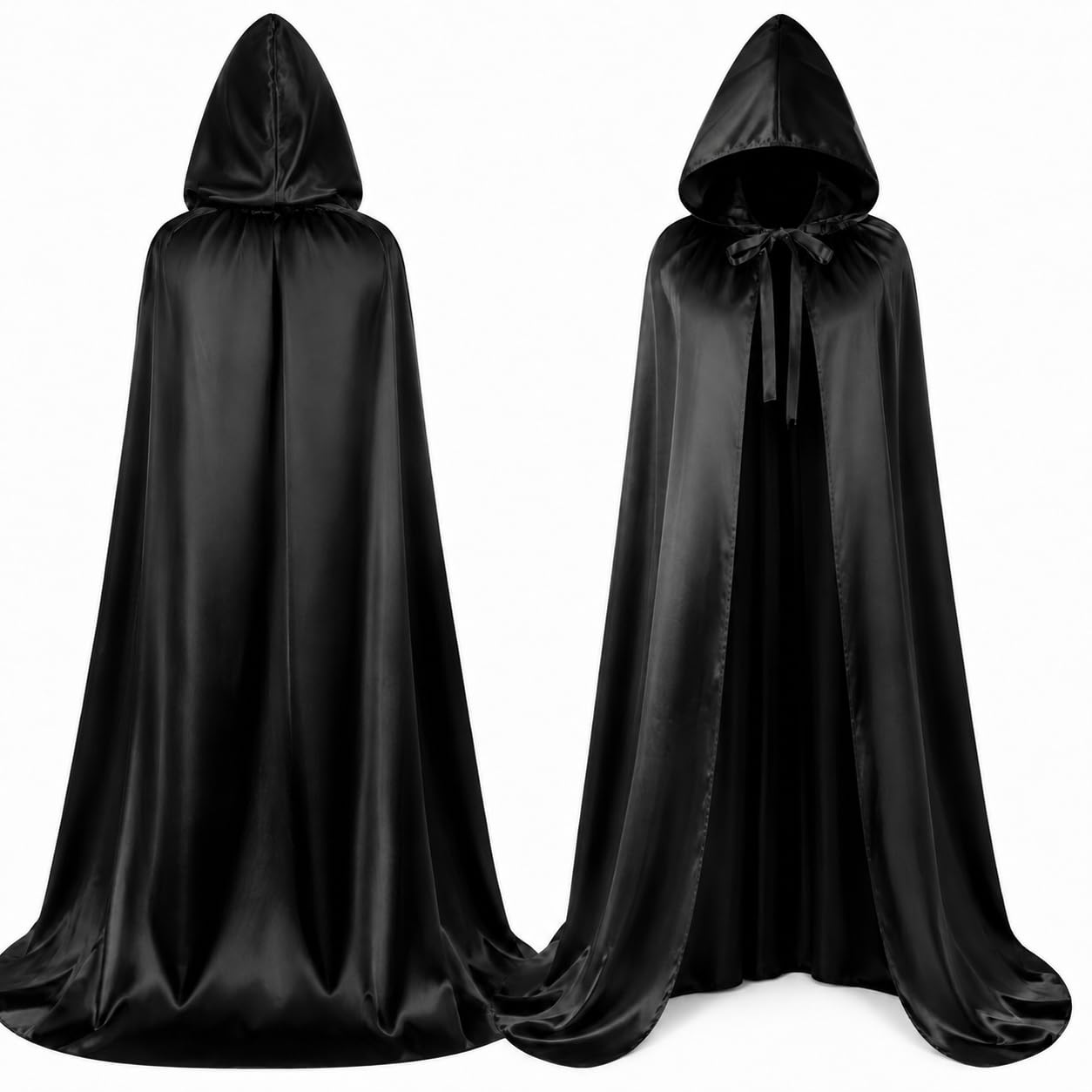 Costumed Déguisement de vampire - cape noire avec capuche - déguisement pour Halloween et carnaval - enfants et adultes