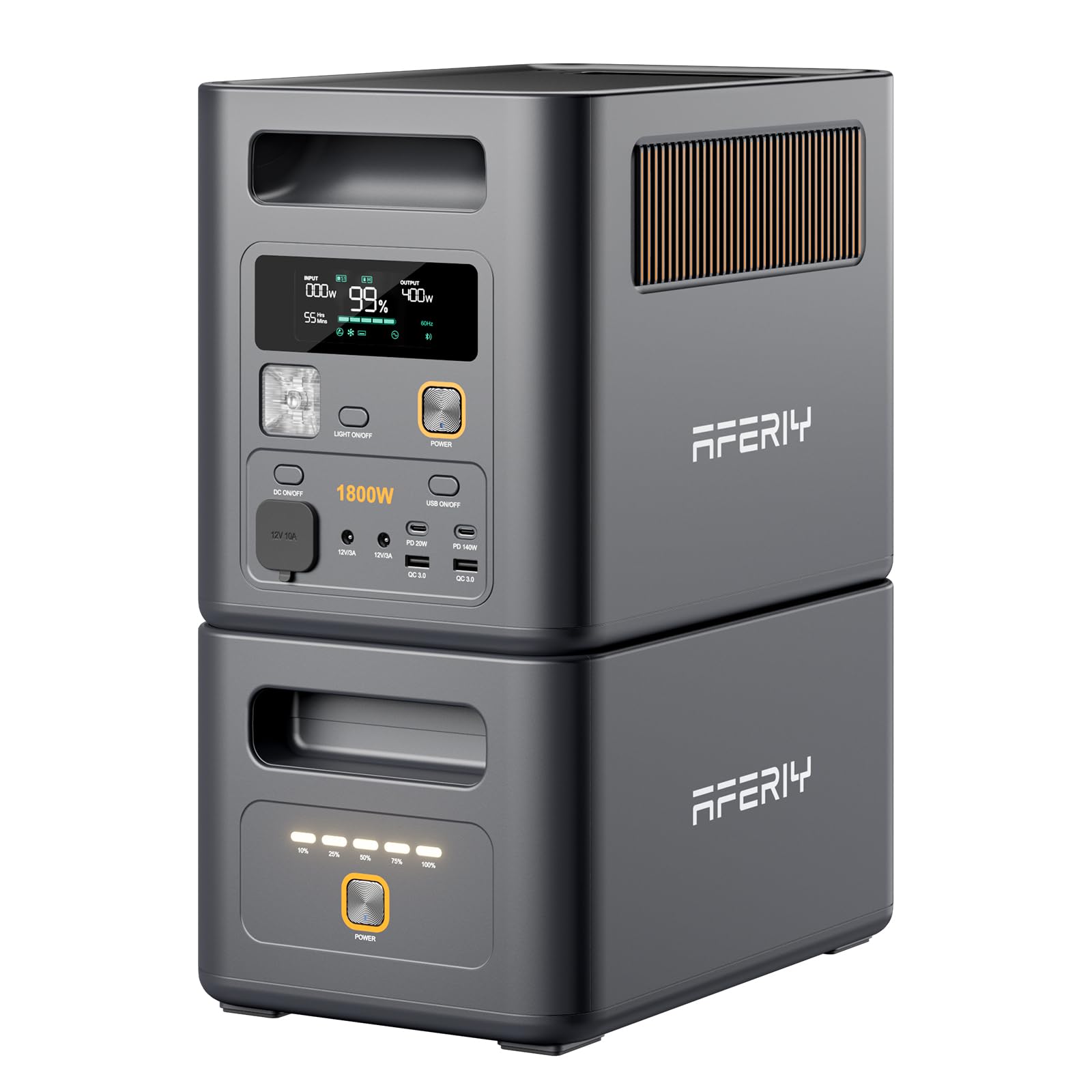 AFERIY 2048Wh Générateur Électrique, 1x P180 Pro 1800W avec 1x Batterie Supplémentaire 1024Wh, Station Electrique Capacité Extensible, Batterie Nomade pour Domestique/Camping-car/Panne de Courant