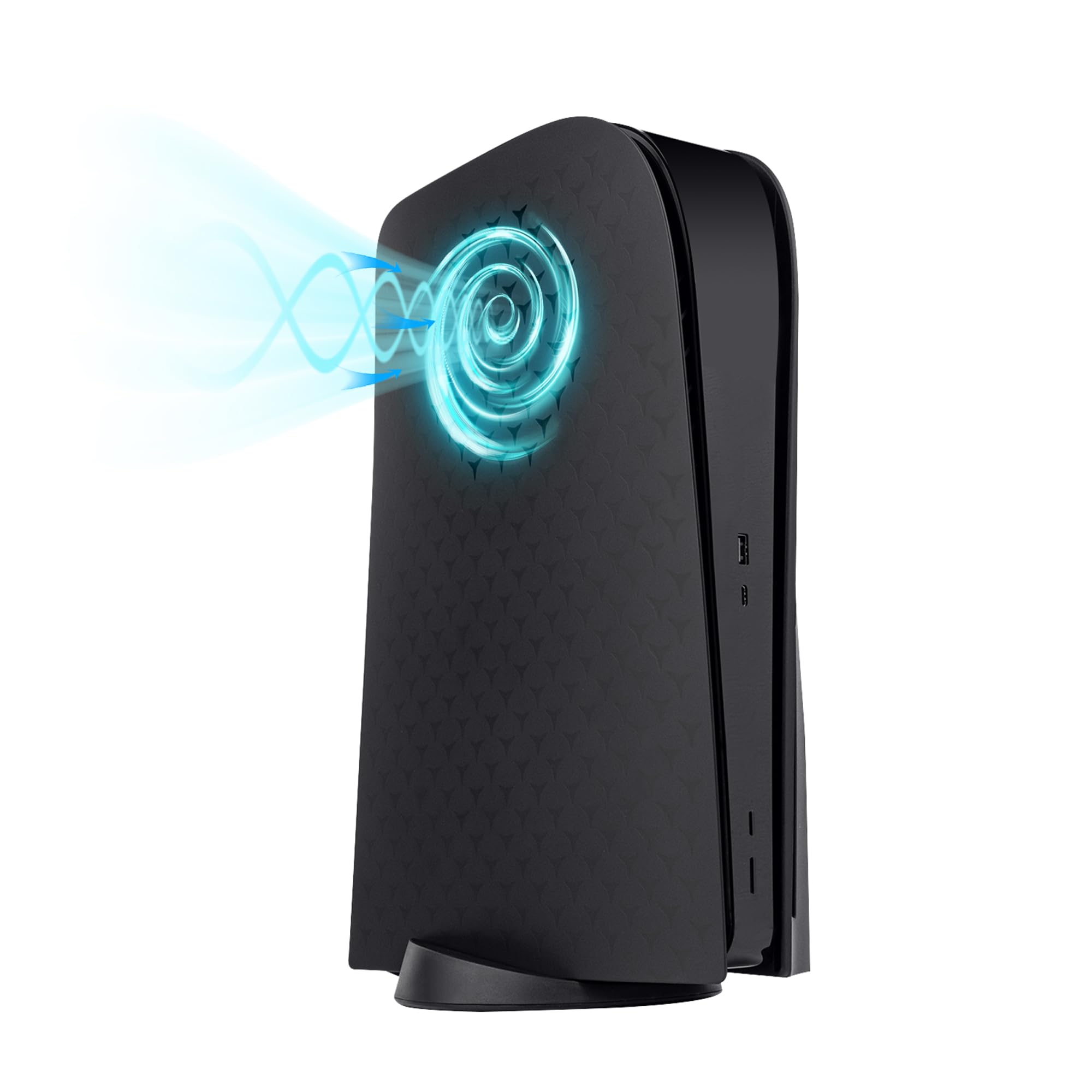 Mcbazel PS5 Façade Panneaux Latéraux de Remplacement Façade Rigide Console PS5 UHD Remplacement du Panneau de Ventilation de Refroidissement pour PS5 Disc Edition - Noir(Pas pour PS5 Slim/Pro)
