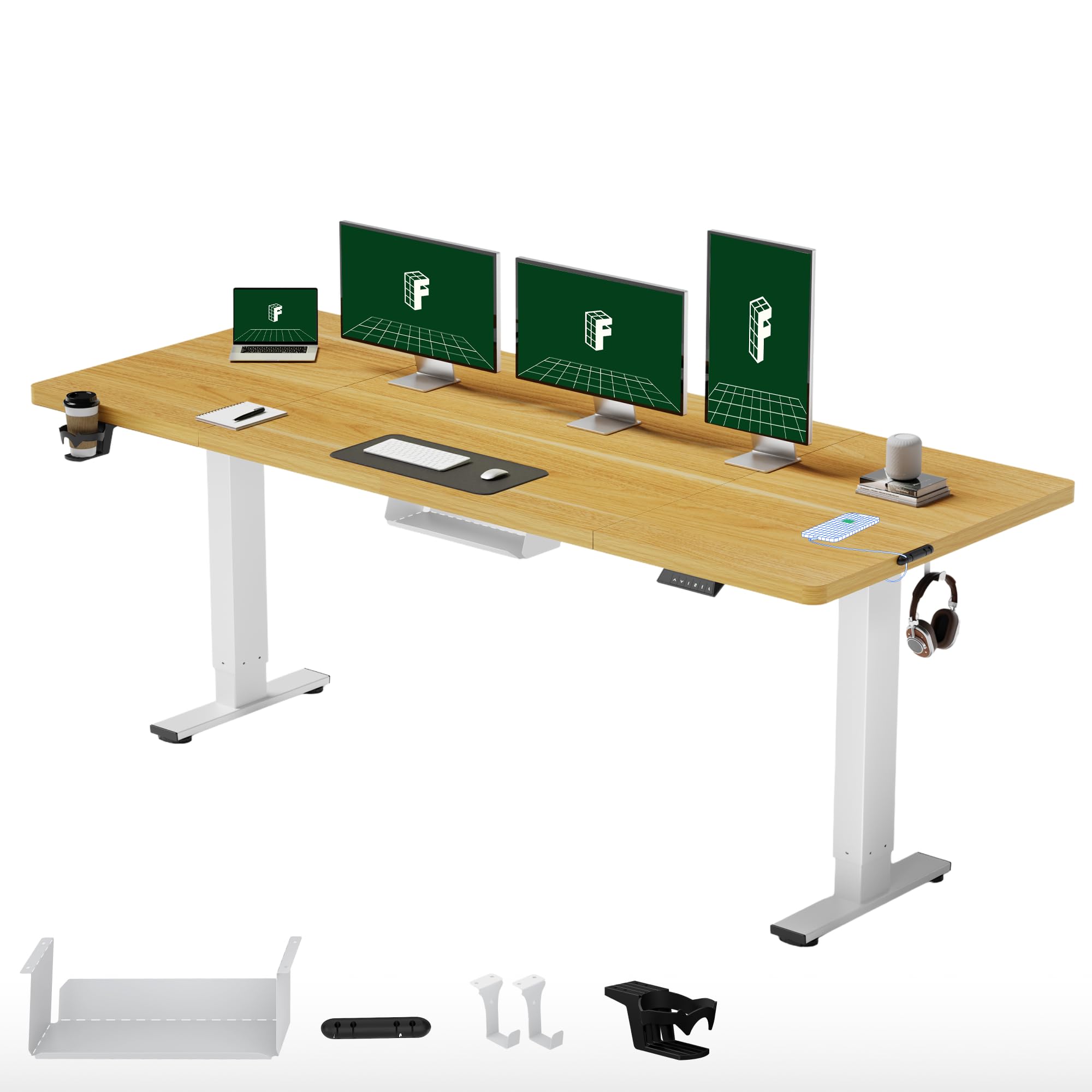 FLEXISPOT Bureau Assis Debout 200x80x(73-122), Table Réglable en Hauteur Électrique, Panneau de Contrôle à Fonctions Mémoires, Bureau à Télétravail(Cadre Noir+Plateau Noir)