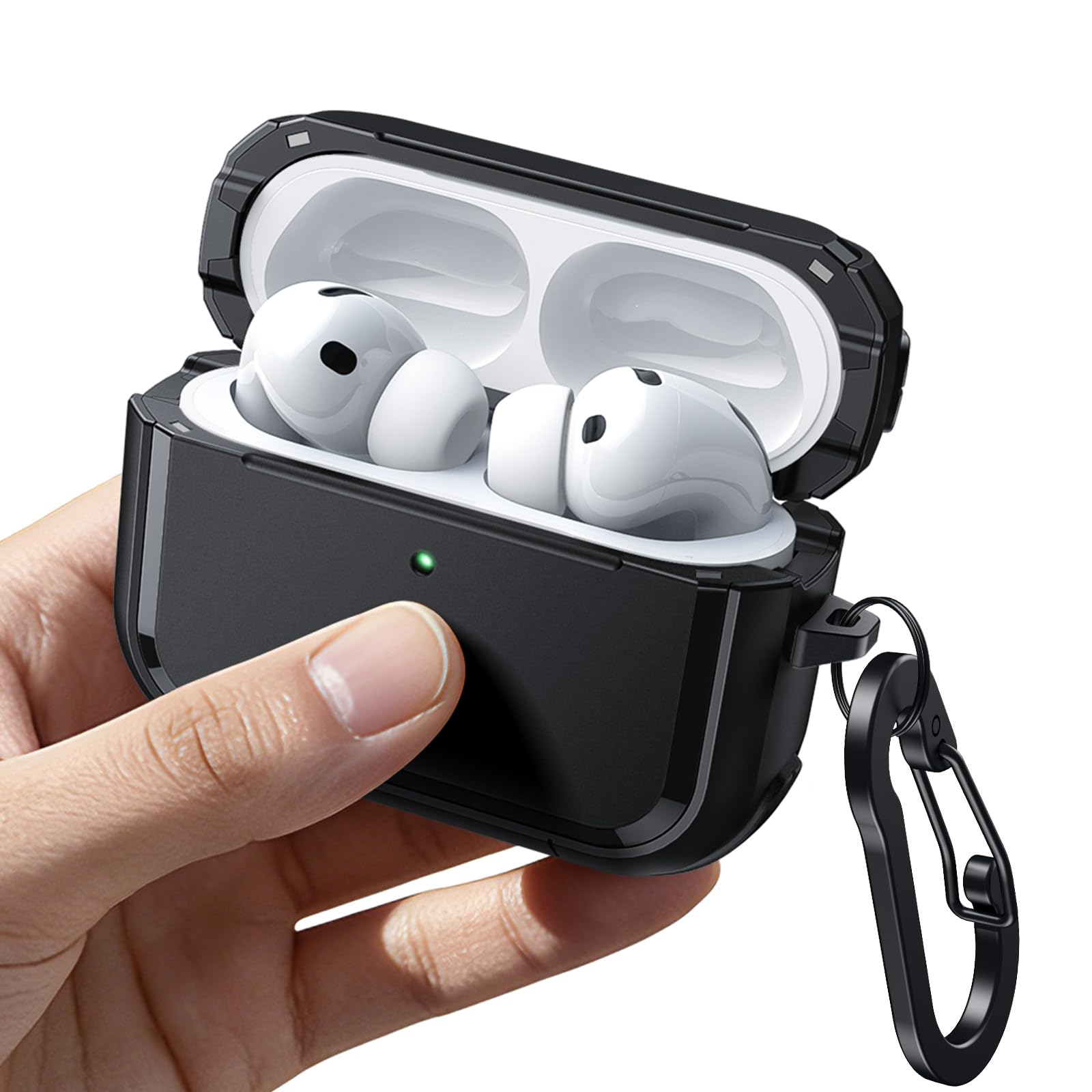 JETech Coque Étui Magnétique pour AirPods Pro 3, Noir | Protection Antichute Renforcée, Compatible avec MagSafe, Housse Couvercle Magnétique, LED Avant Visible, Porte-Clés Inclus